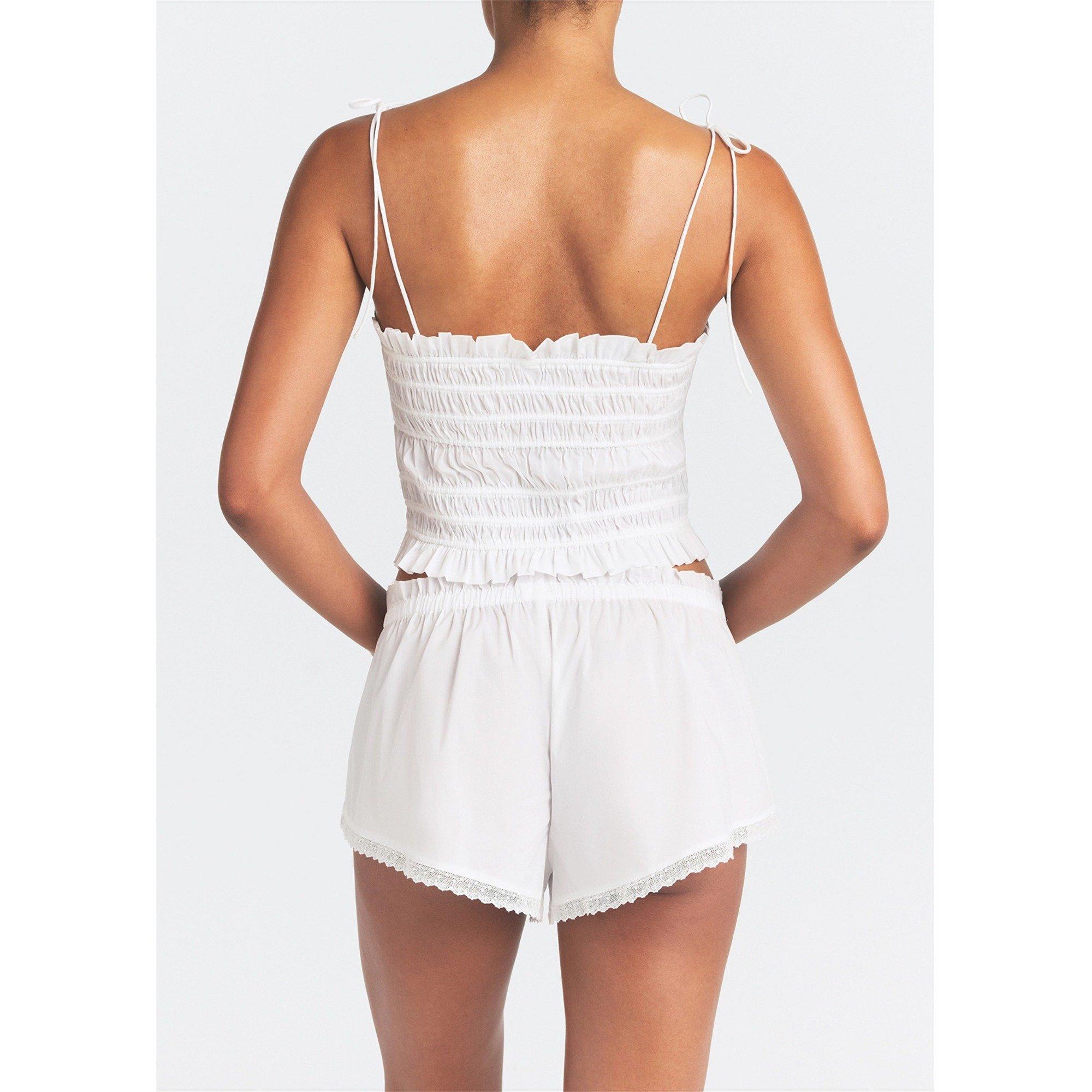 WHITE - SKIMS - Women's Cotton Ruffle Cami - 3