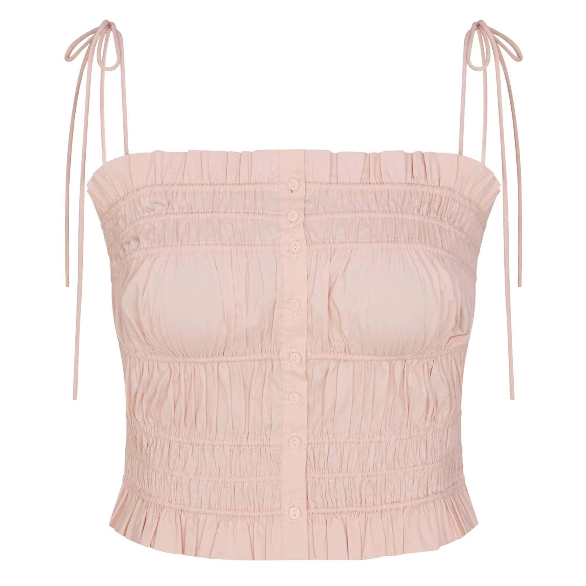 PINK - SKIMS - T POPLIN RUFFLE CAMI
