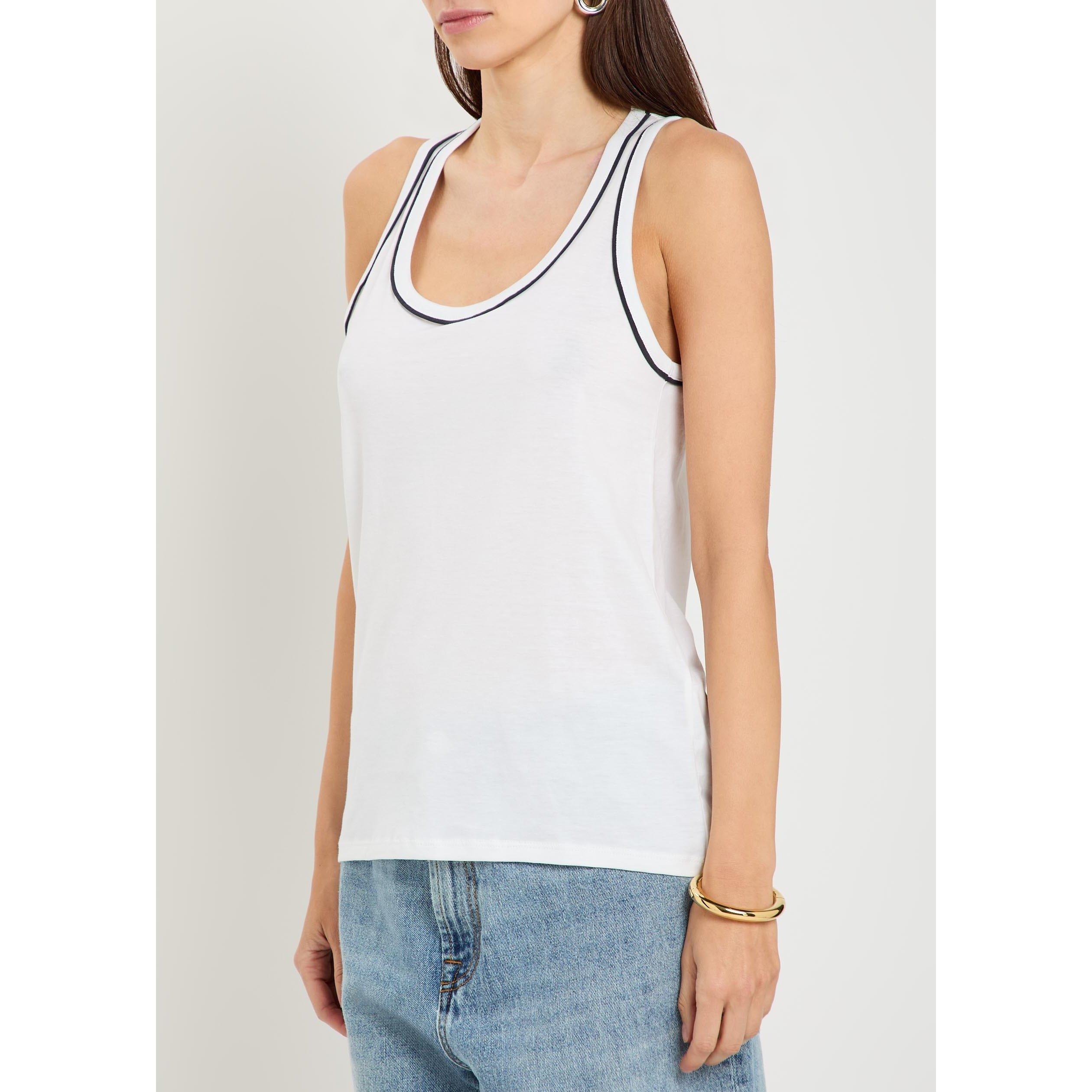 WHITE - Frame Denim - Women's Ringer Cotton Tank Top - 2