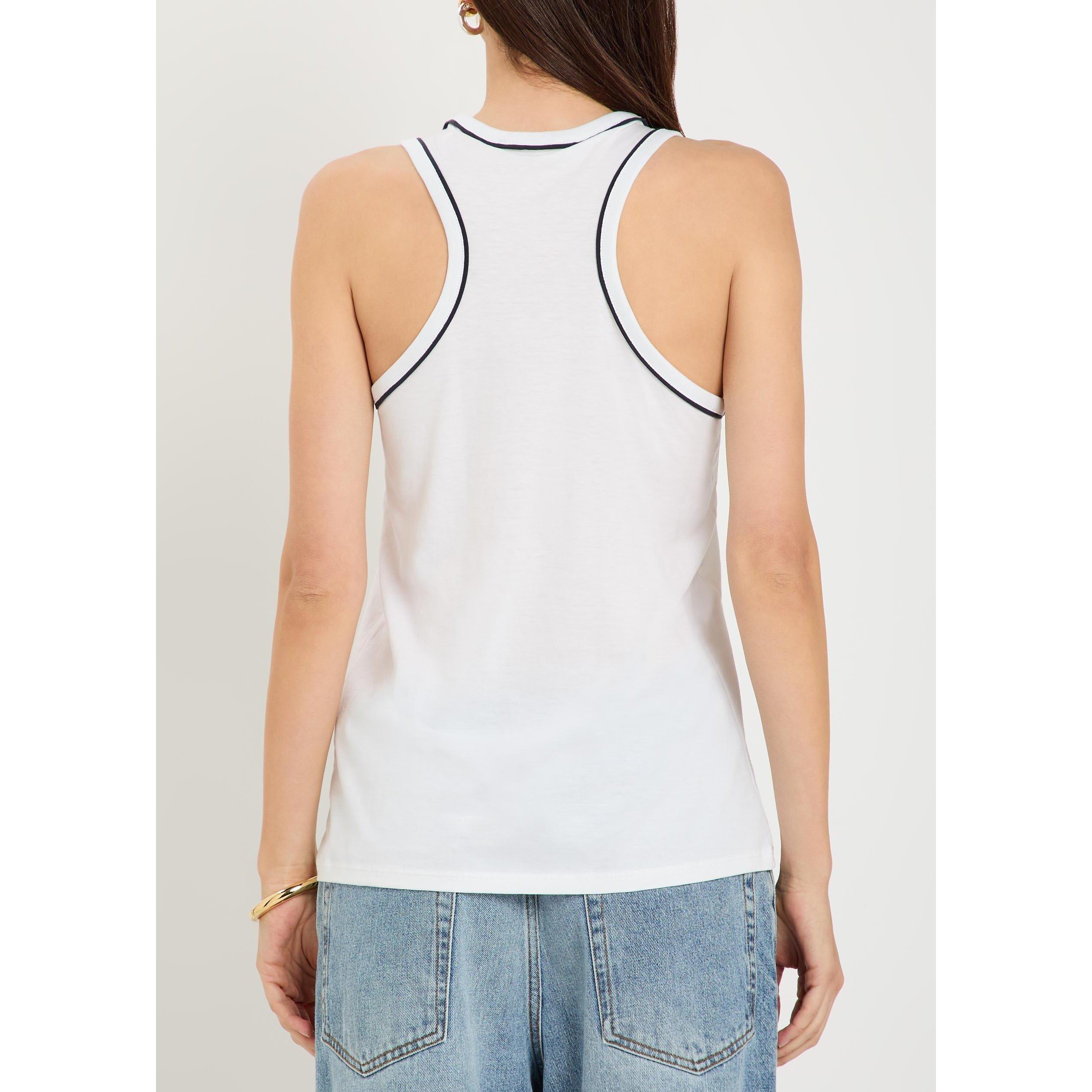 WHITE - Frame Denim - Women's Ringer Cotton Tank Top - 3