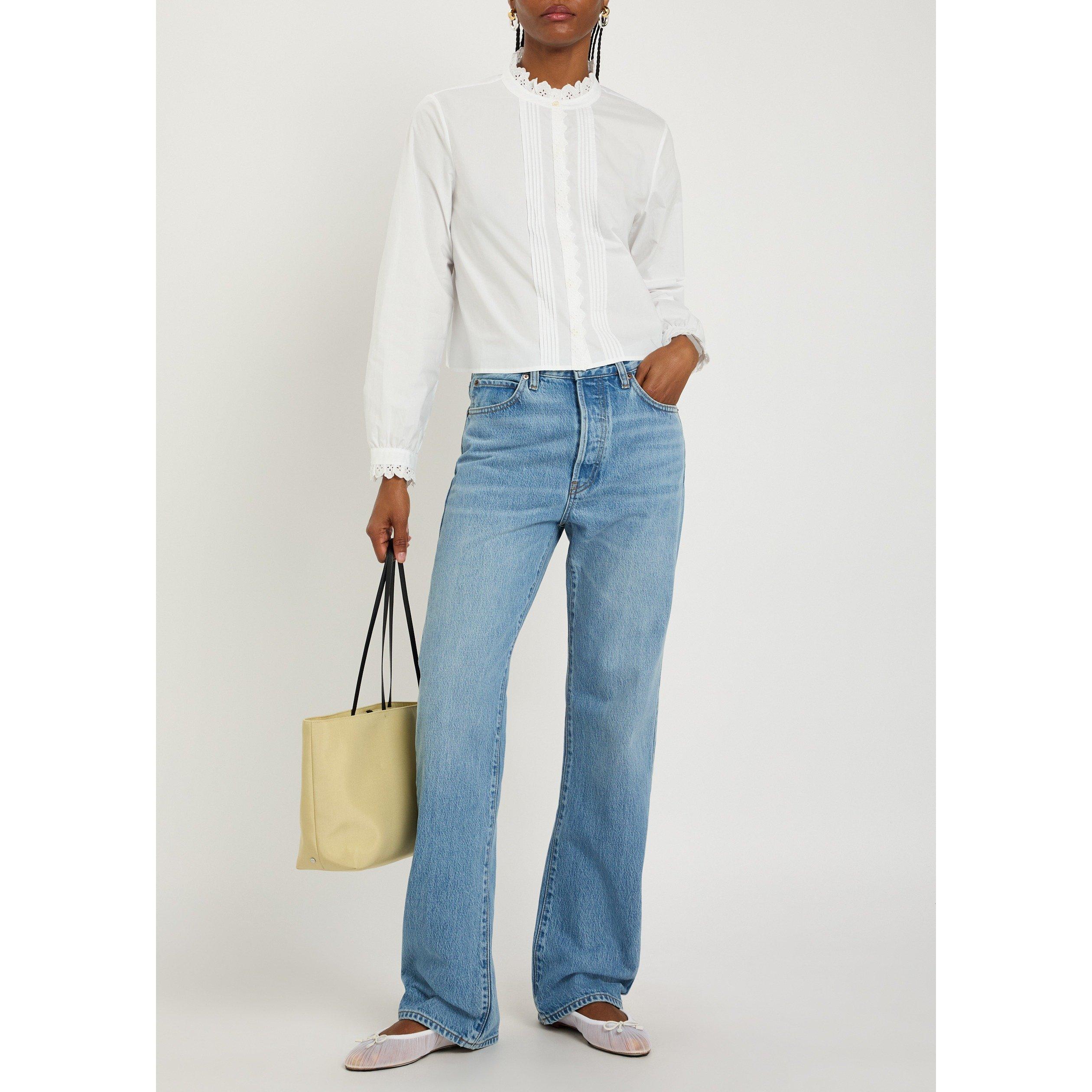 BLUE - Frame Denim - Women's the Vertical Cotton High-Rise Straight Leg Jeans - 5