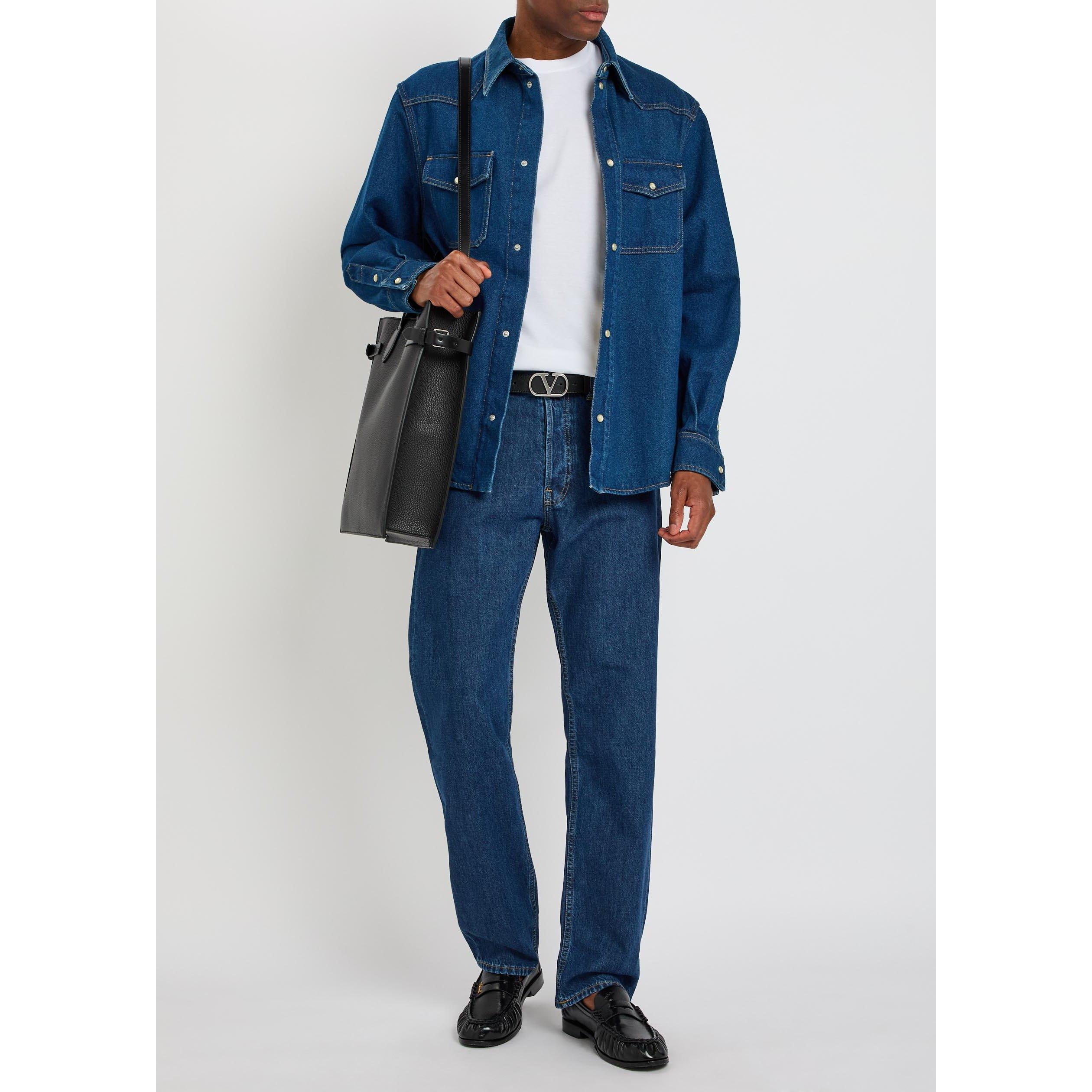 BLUE - Valentino - VAL 5 POCKET VGOLD DENIM JEAN - 5