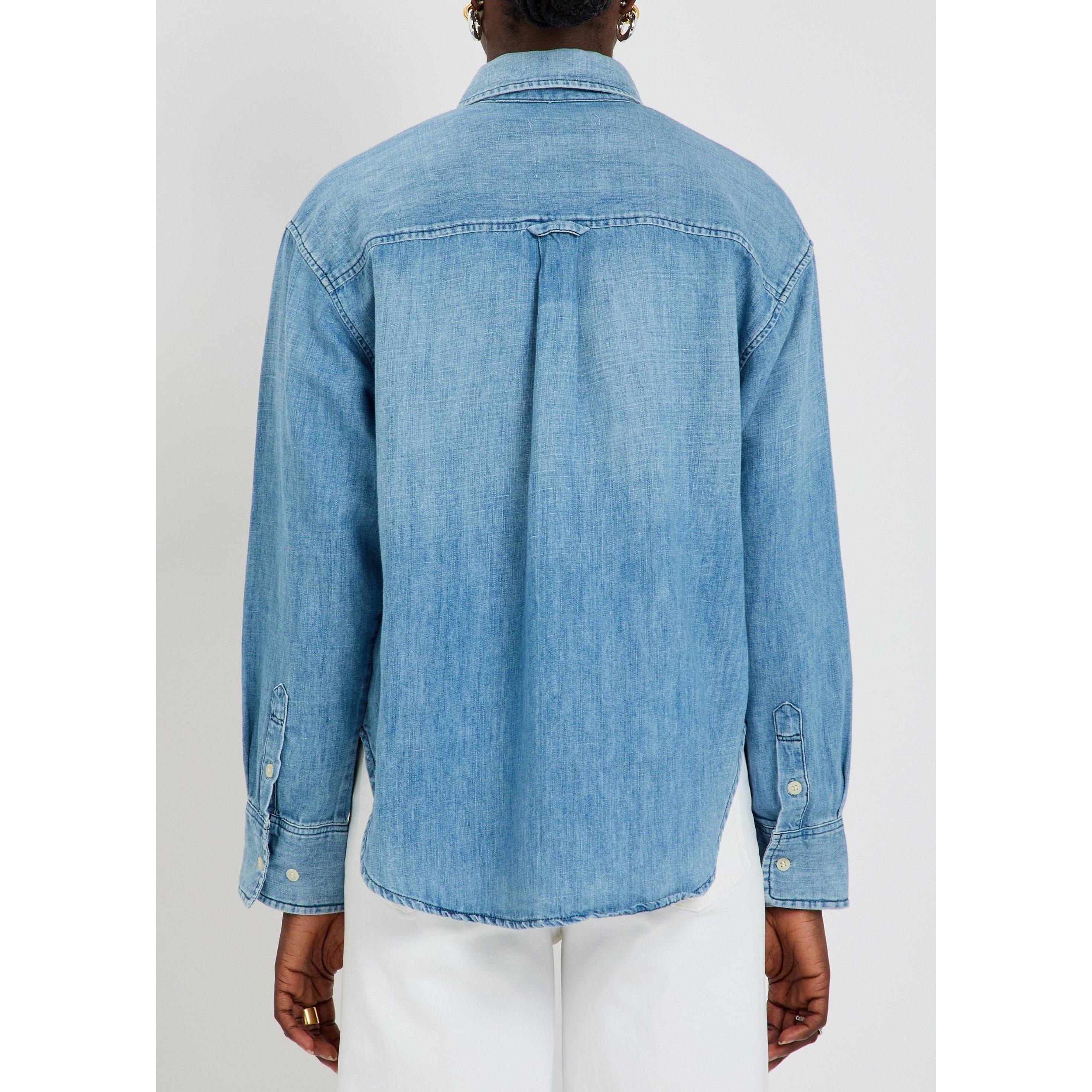 BLUE - Citizens Of Humanity - Women's Vega Double Pocket Long-Sleeve Oversized-Fit Denim Shirt - 3