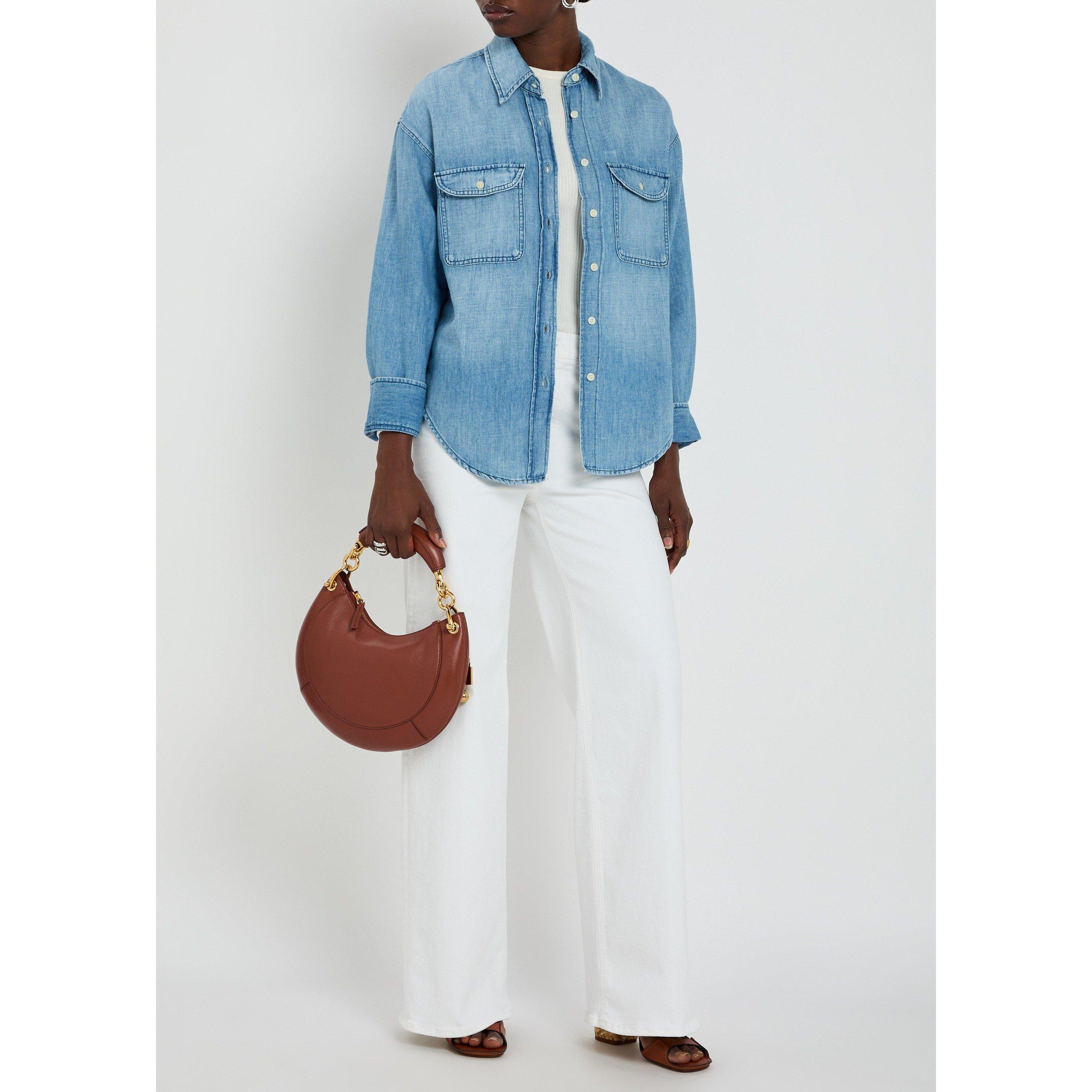 BLUE - Citizens Of Humanity - Women's Vega Double Pocket Long-Sleeve Oversized-Fit Denim Shirt - 5