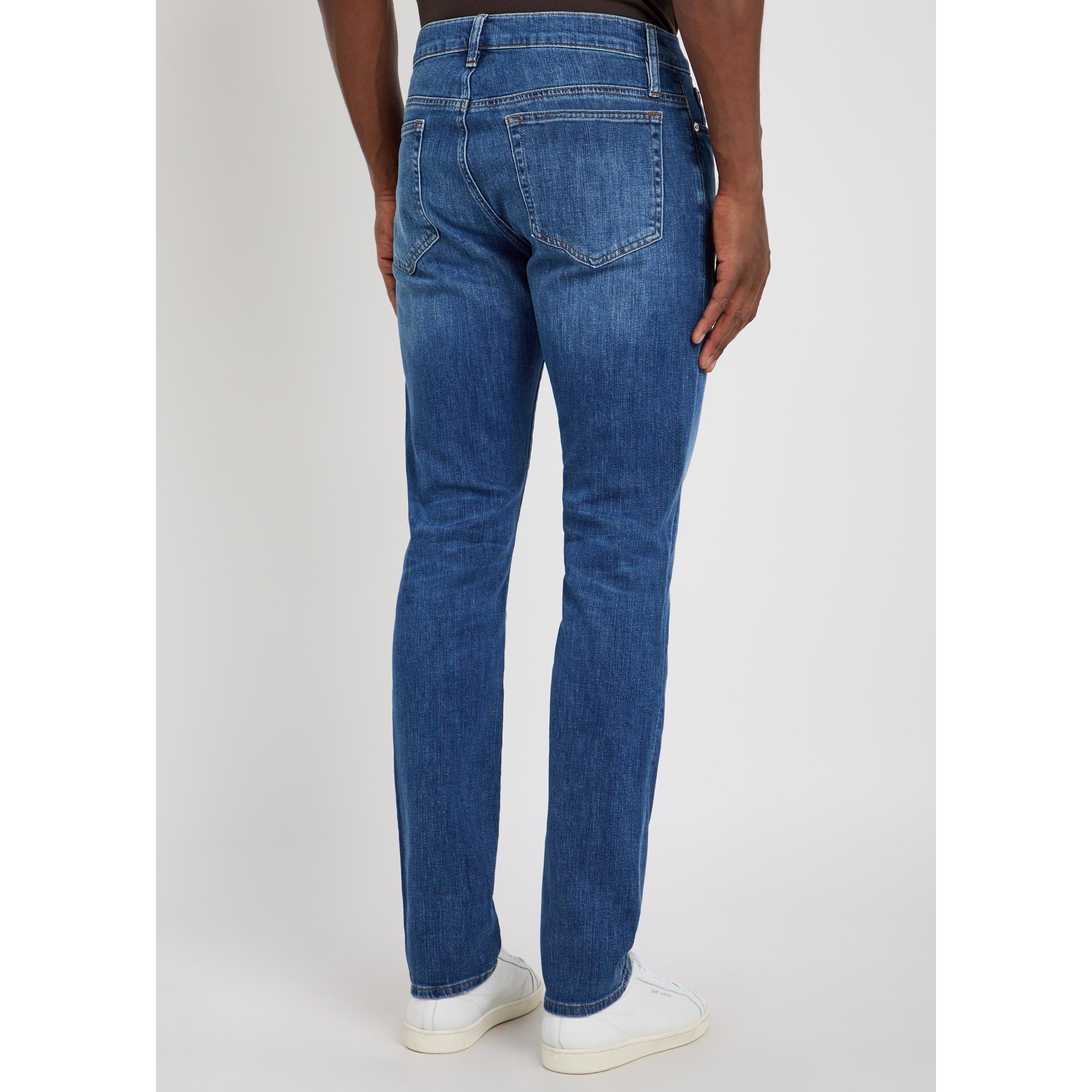 DARK BLUE - Frame - Men's L'Homme Cotton Slim-Fit Jeans - 3