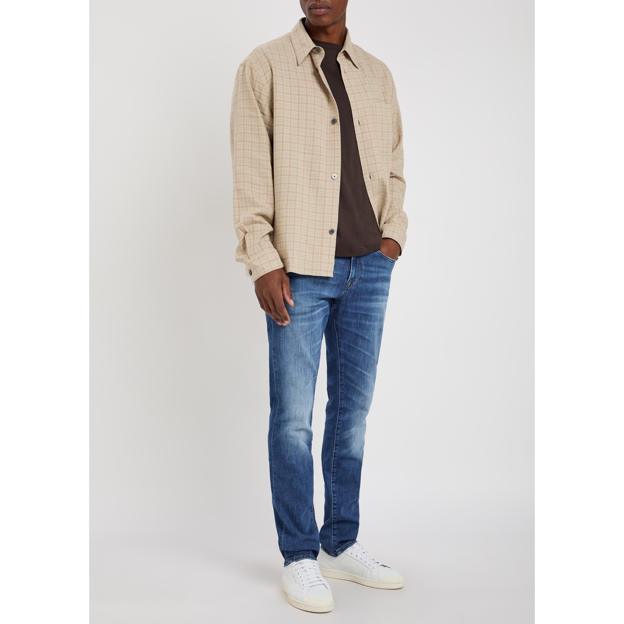 DARK BLUE - Frame - Men's L'Homme Cotton Slim-Fit Jeans - 5