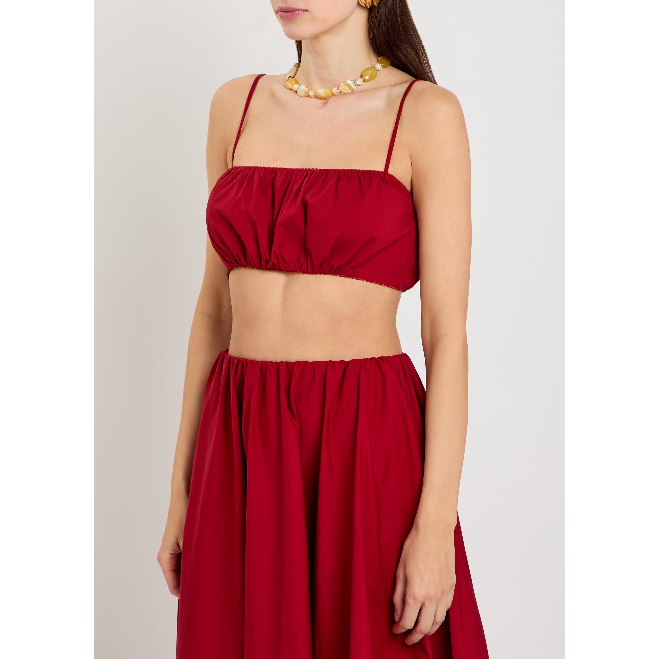 RED - Staud - Women's Fiore Cotton Slim-Fit Cropped Vest - 2