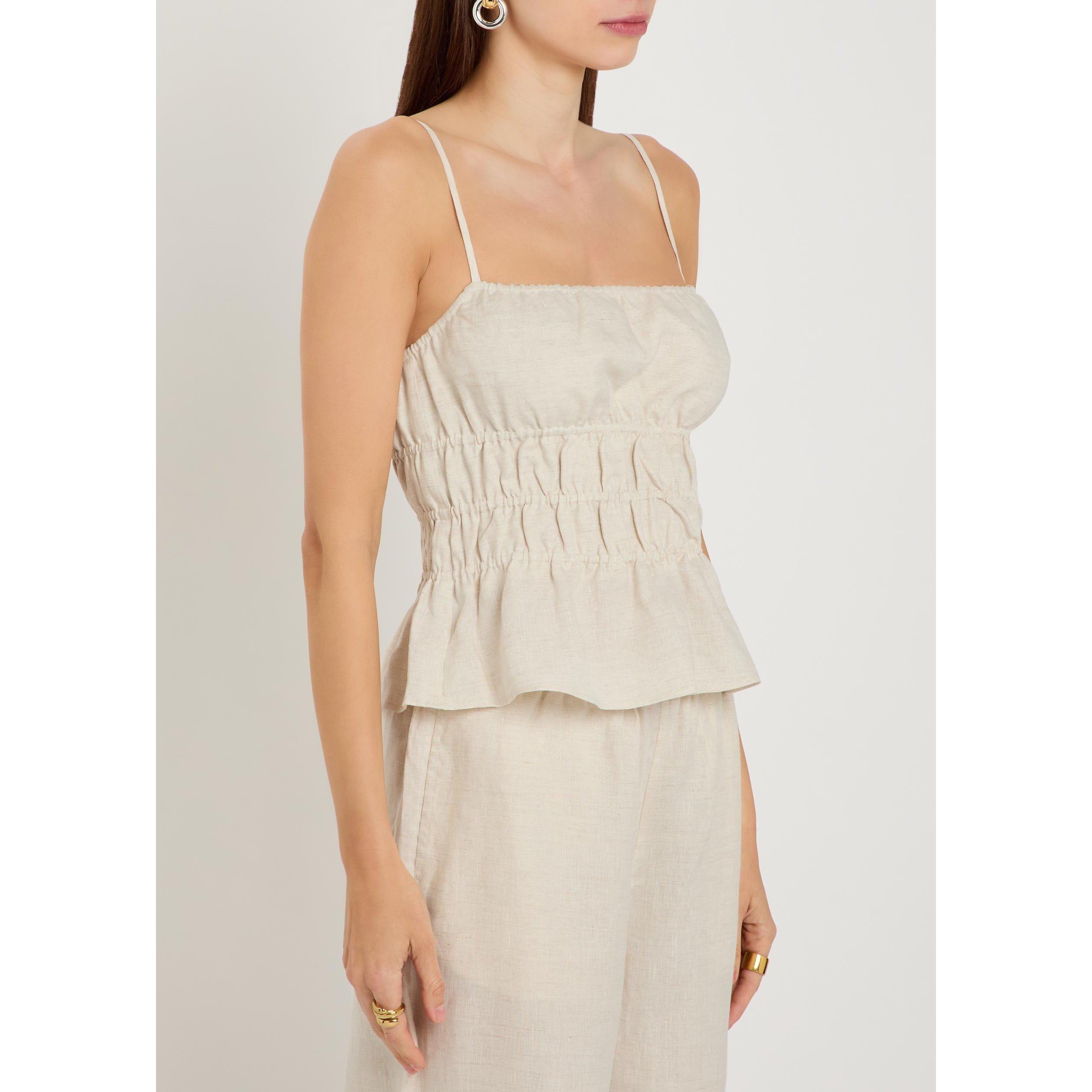 BEIGE - Staud - Women's Ayla Linen Slim-Fit Cami Top - 2
