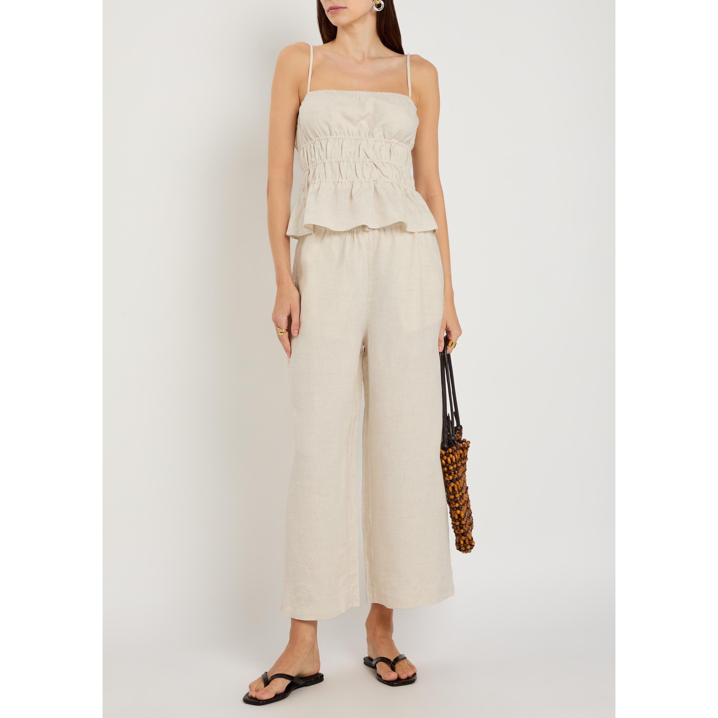 BEIGE - Staud - Women's Ayla Linen Slim-Fit Cami Top - 5