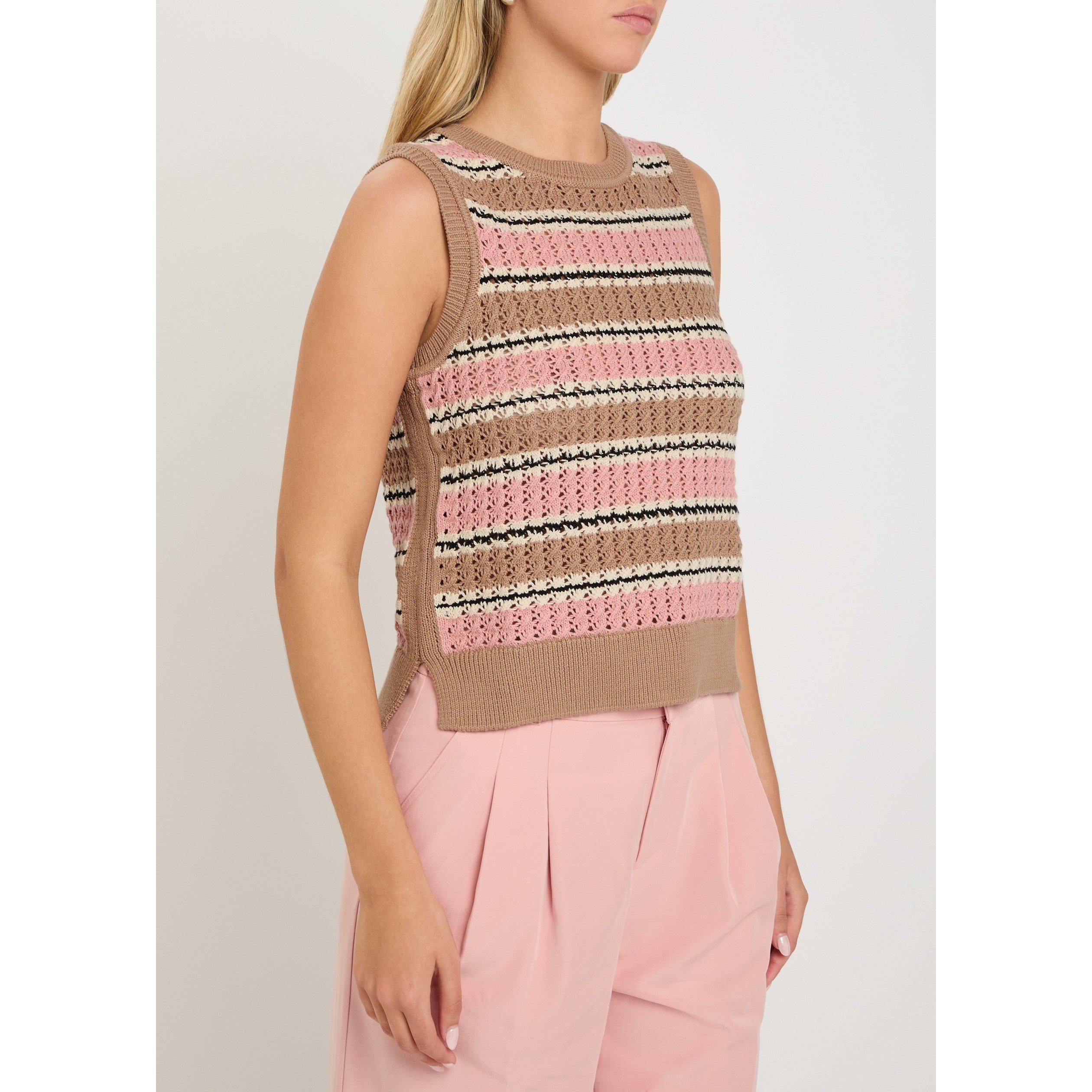 TAUPE - Varley - Women's Deeley Striped Cotton Slim-Fit Tank Top - 2