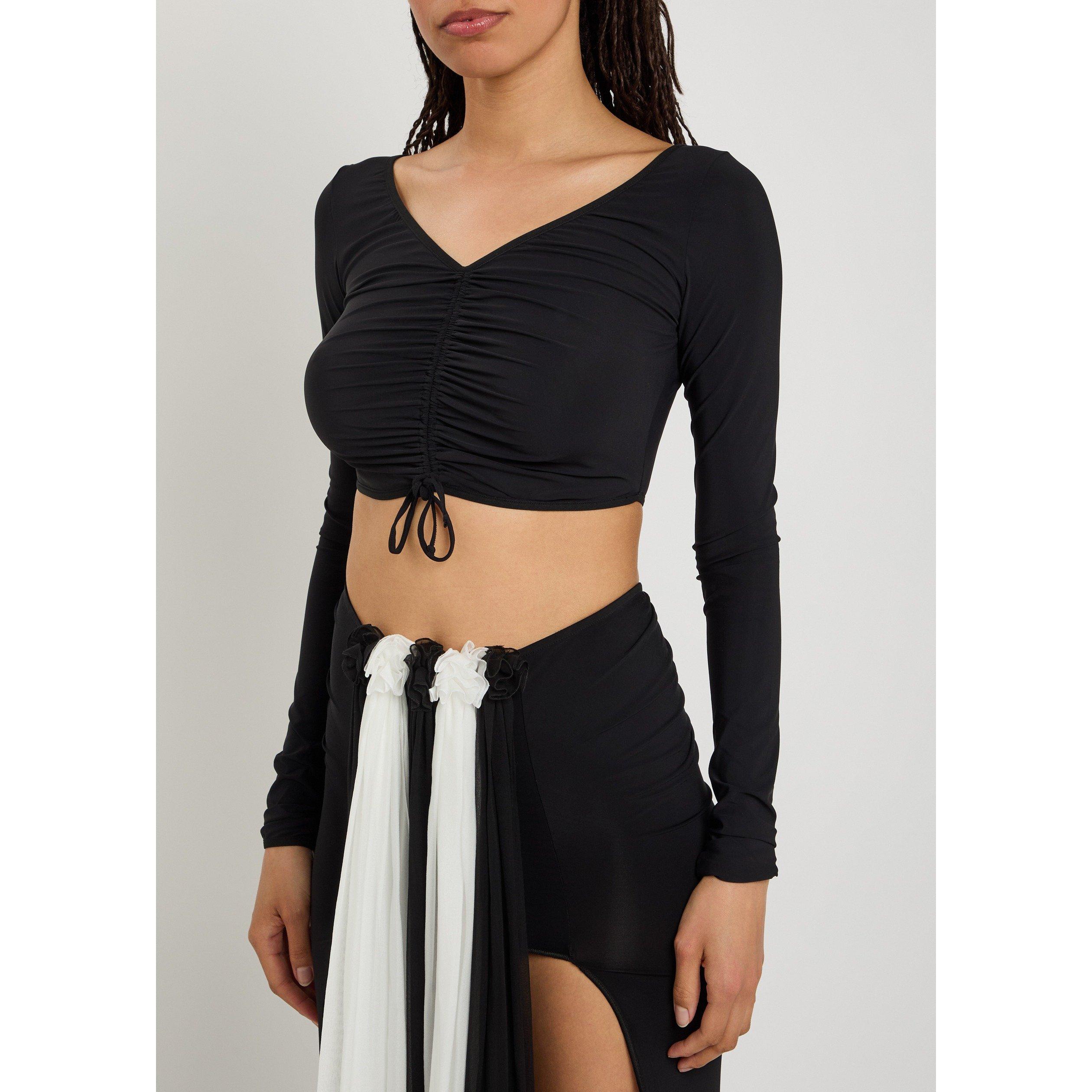 BLACK - Nensi Dojaka - RUCHED BALLET LONG SLEEVE TOP - 2