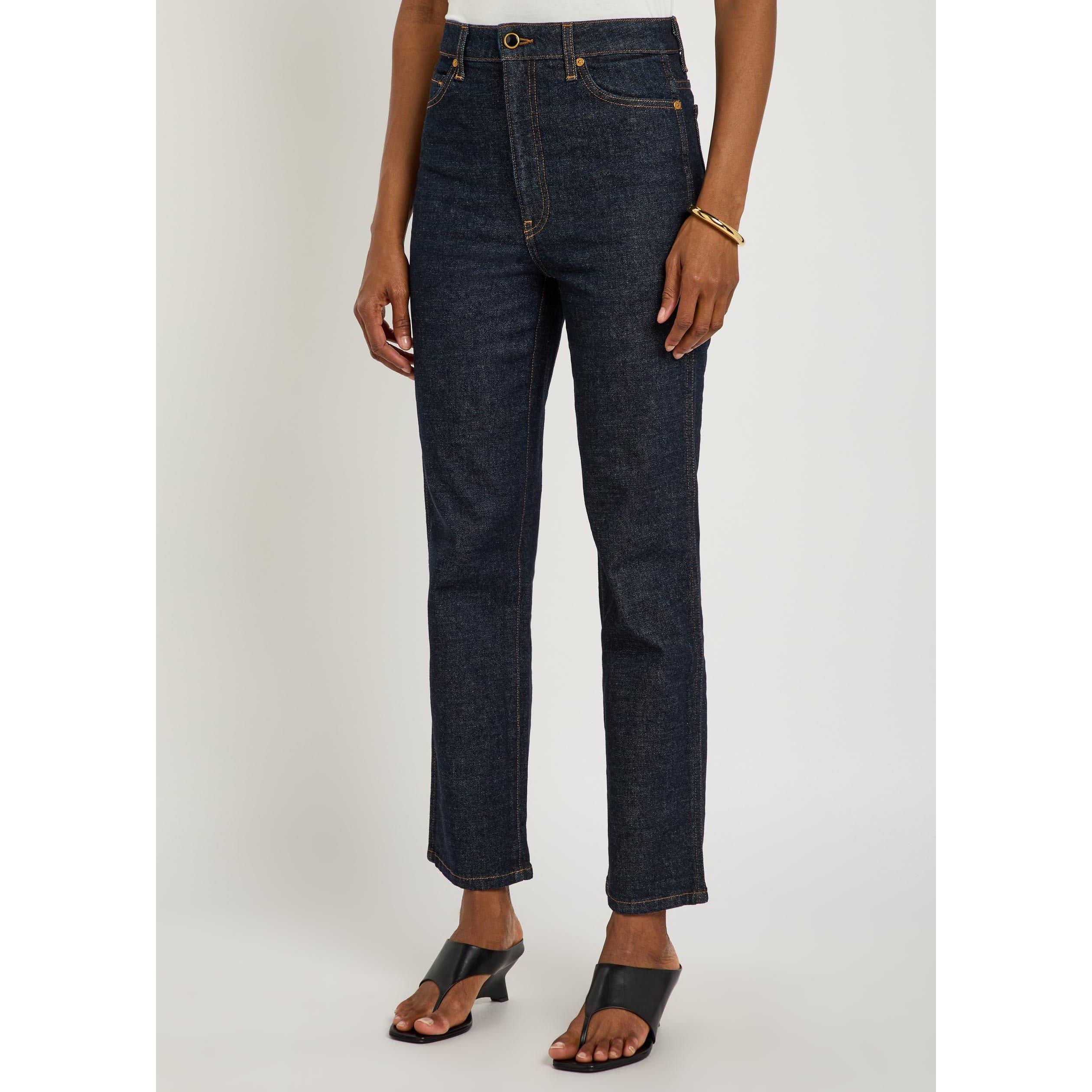 INDIGO - Khaite - Women's Abigail Cotton High-Rise Straight Leg Jeans - 2