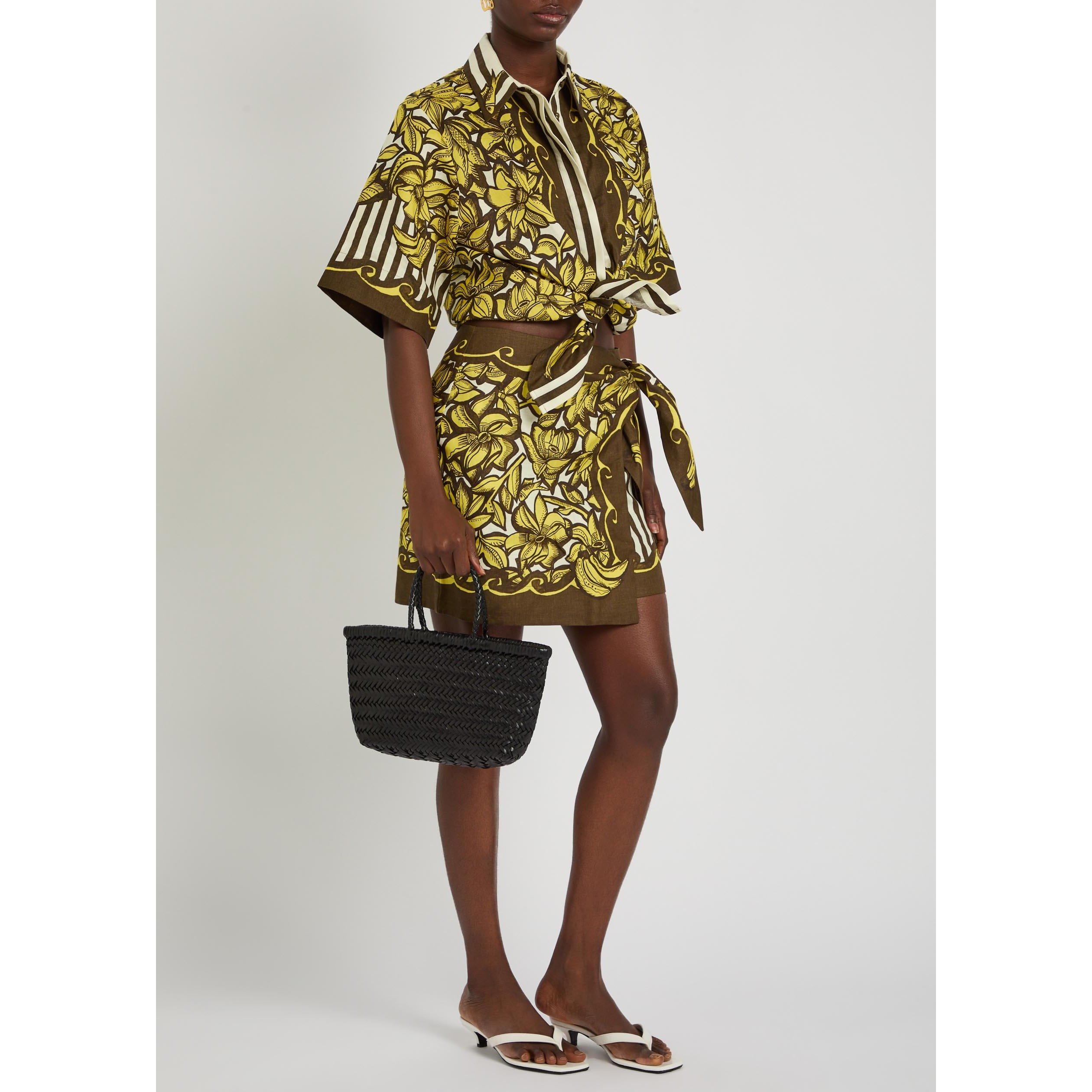 YELLOW - Alemais - Women's Mona Floral Hemp Wrap Skirt - 5