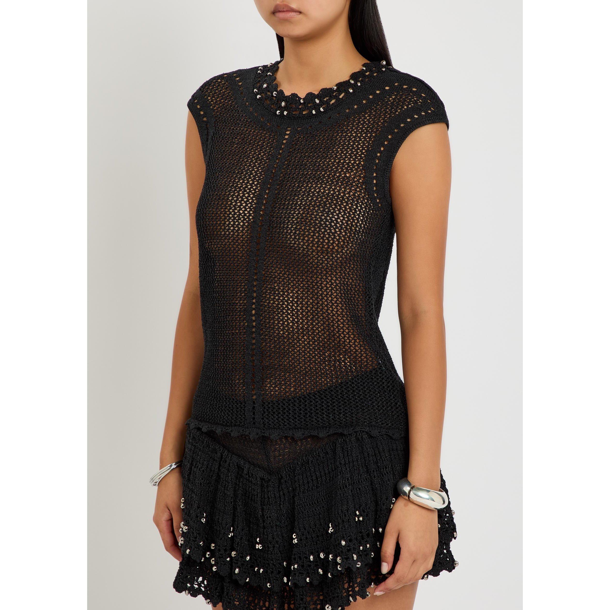 BLACK - Isabel Marant - Women's Crochet Cotton Tank Top - 2