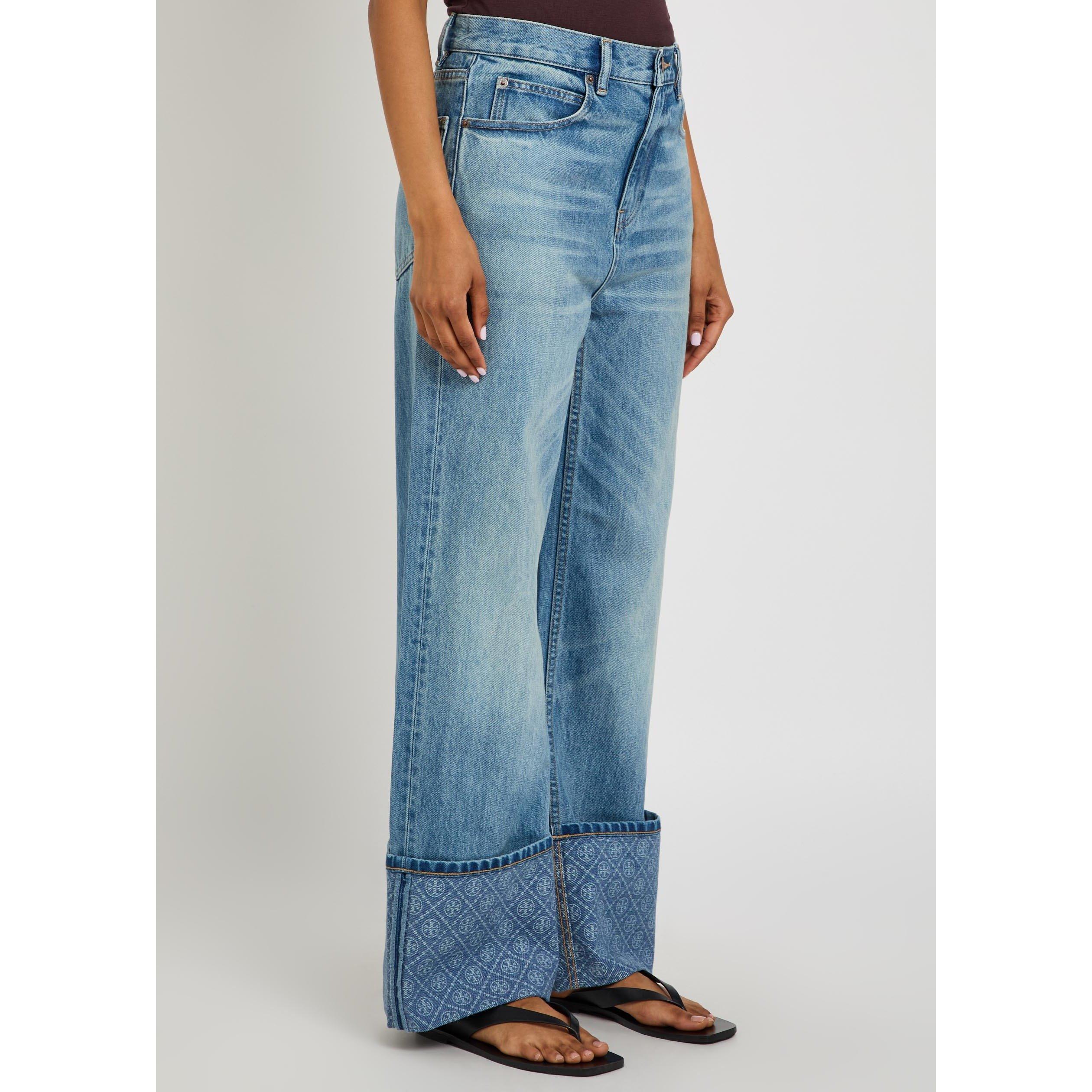 BLUE - Tory Burch - J CONTRAST CUFF STRAIGHT LEG J - 2