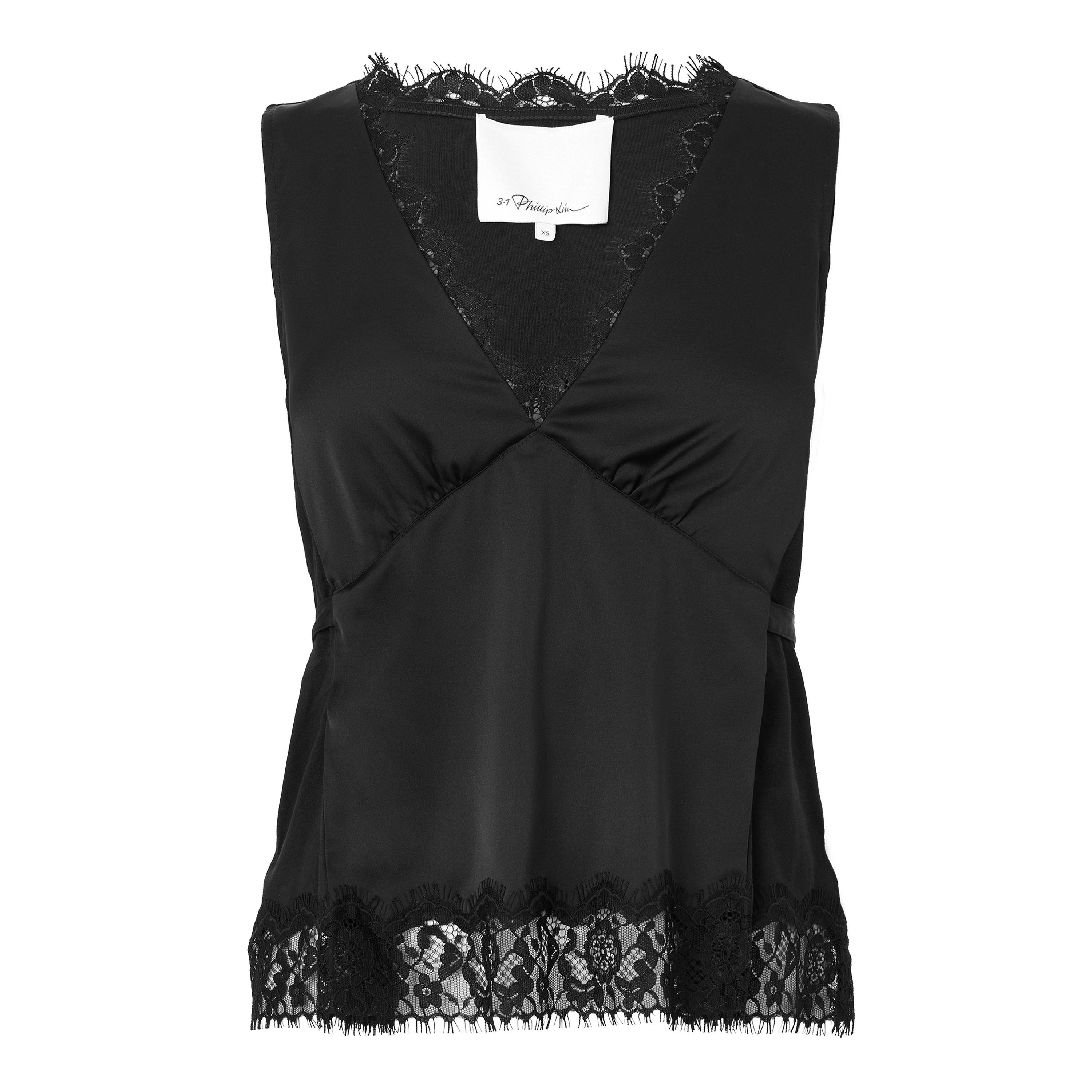 BLACK - Philip Lim - SATIN LACE COMBO SLVLS TO - 1
