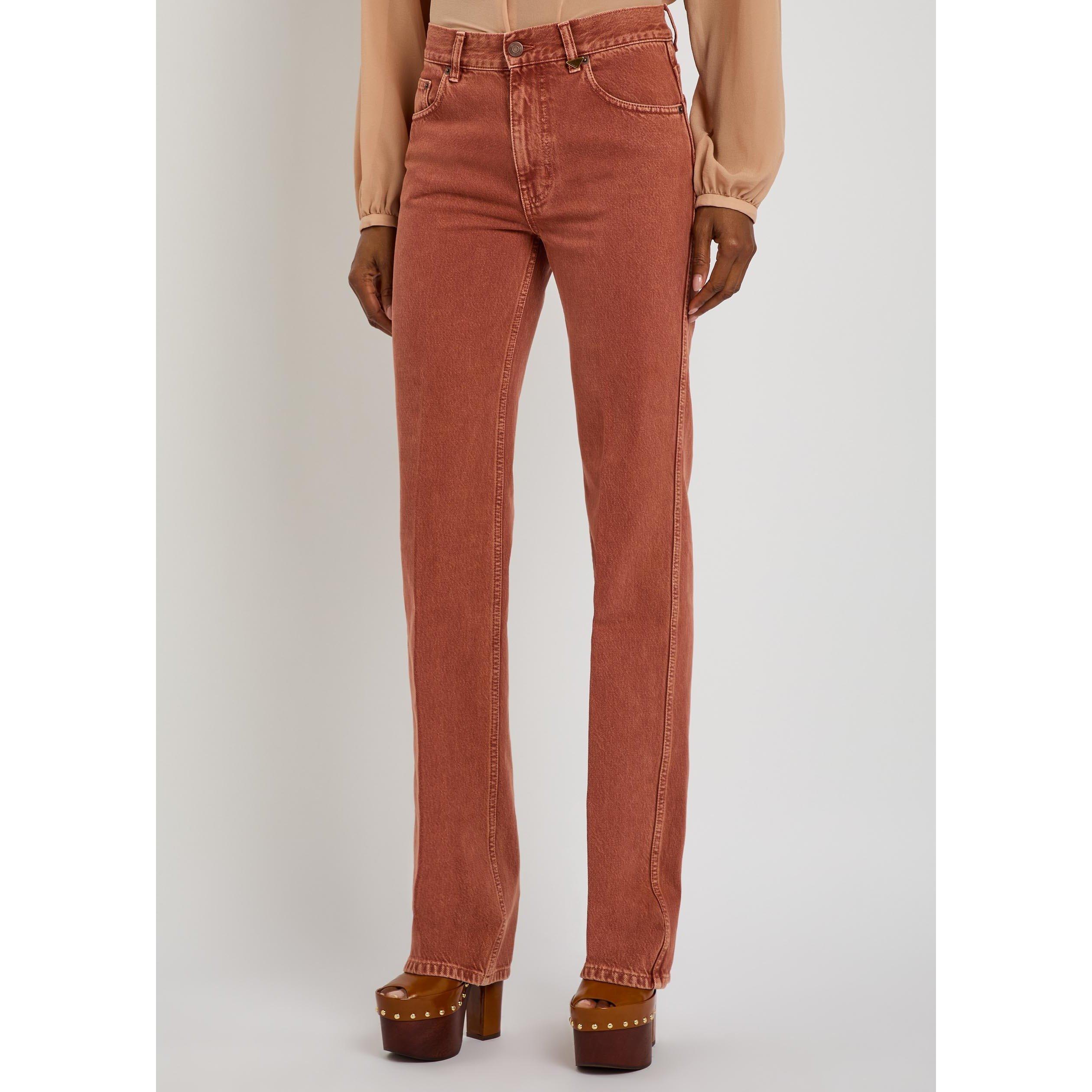 BROWN - Chloe - Women's Cotton High-Rise Straight-Leg Jeans - 2