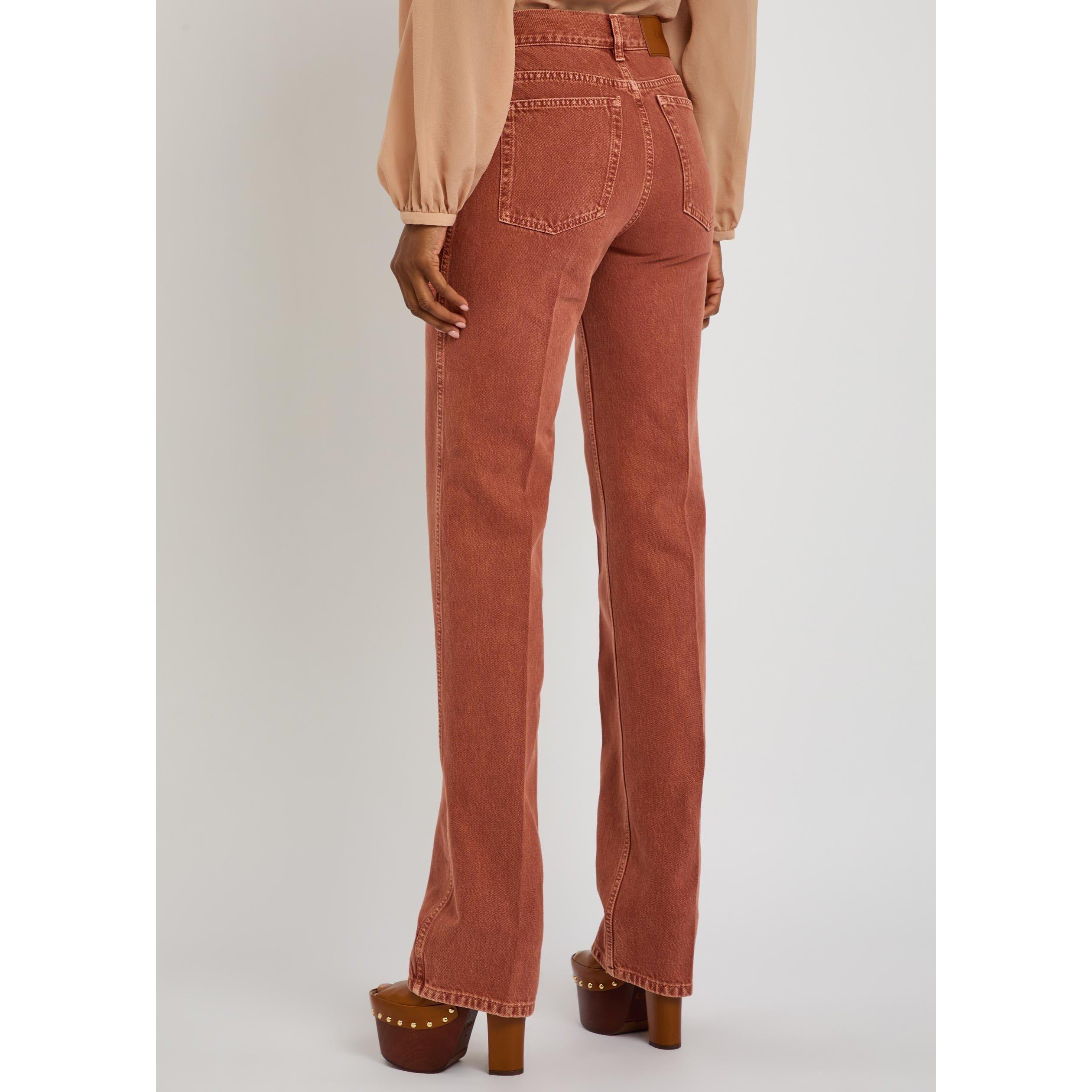 BROWN - Chloe - Women's Cotton High-Rise Straight-Leg Jeans - 3