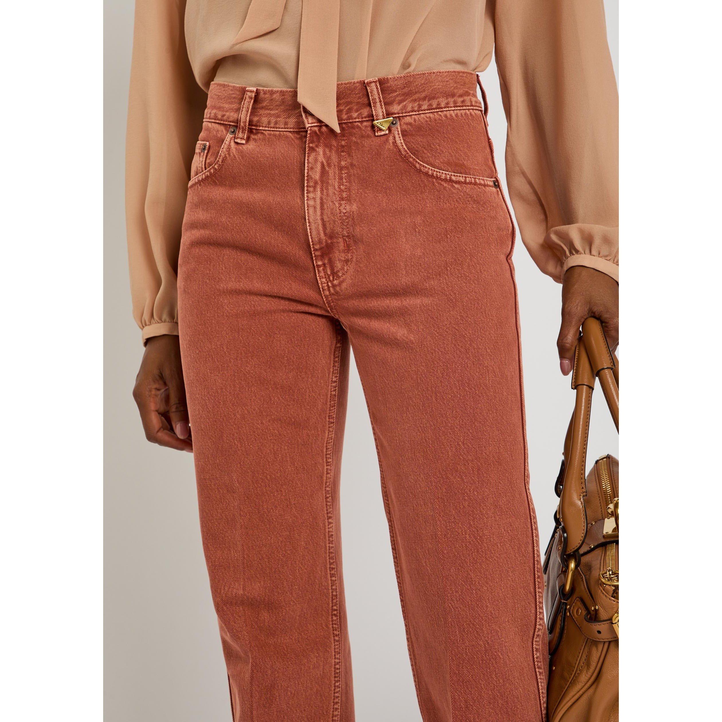 BROWN - Chloe - Women's Cotton High-Rise Straight-Leg Jeans - 4