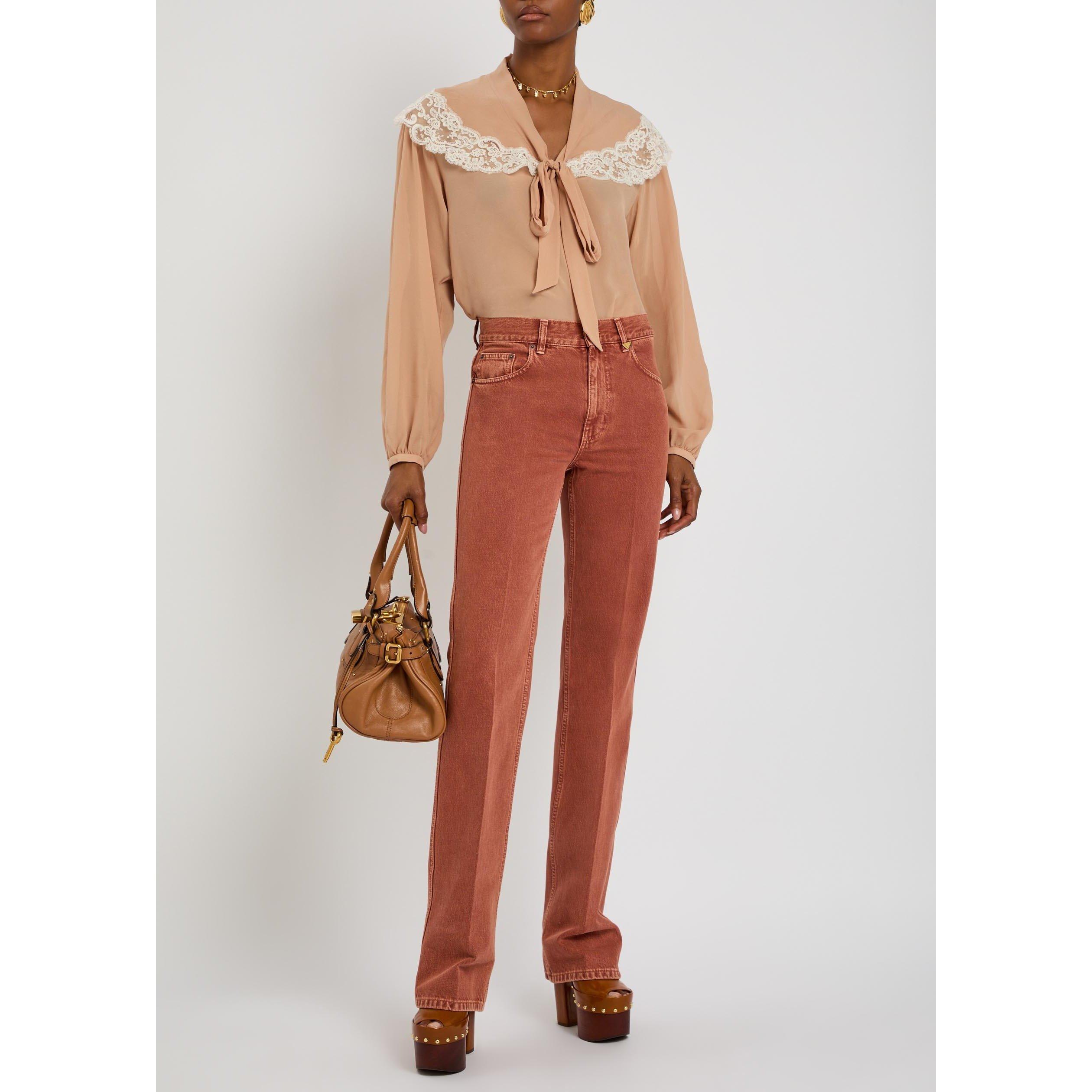 BROWN - Chloe - Women's Cotton High-Rise Straight-Leg Jeans - 5
