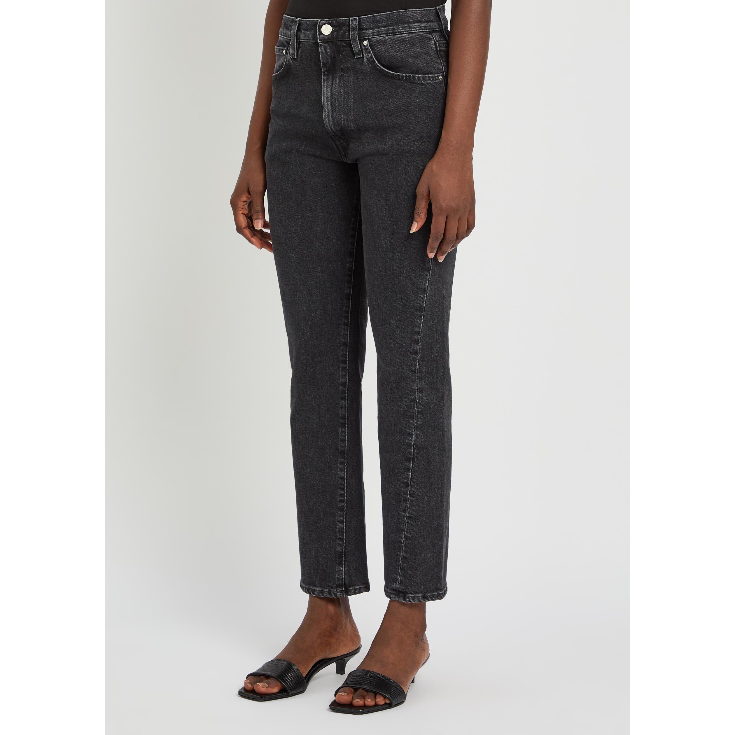 GREY - Toteme - Women's Twisted Seam Cotton Mid-Rise Straight Leg Jeans - 2