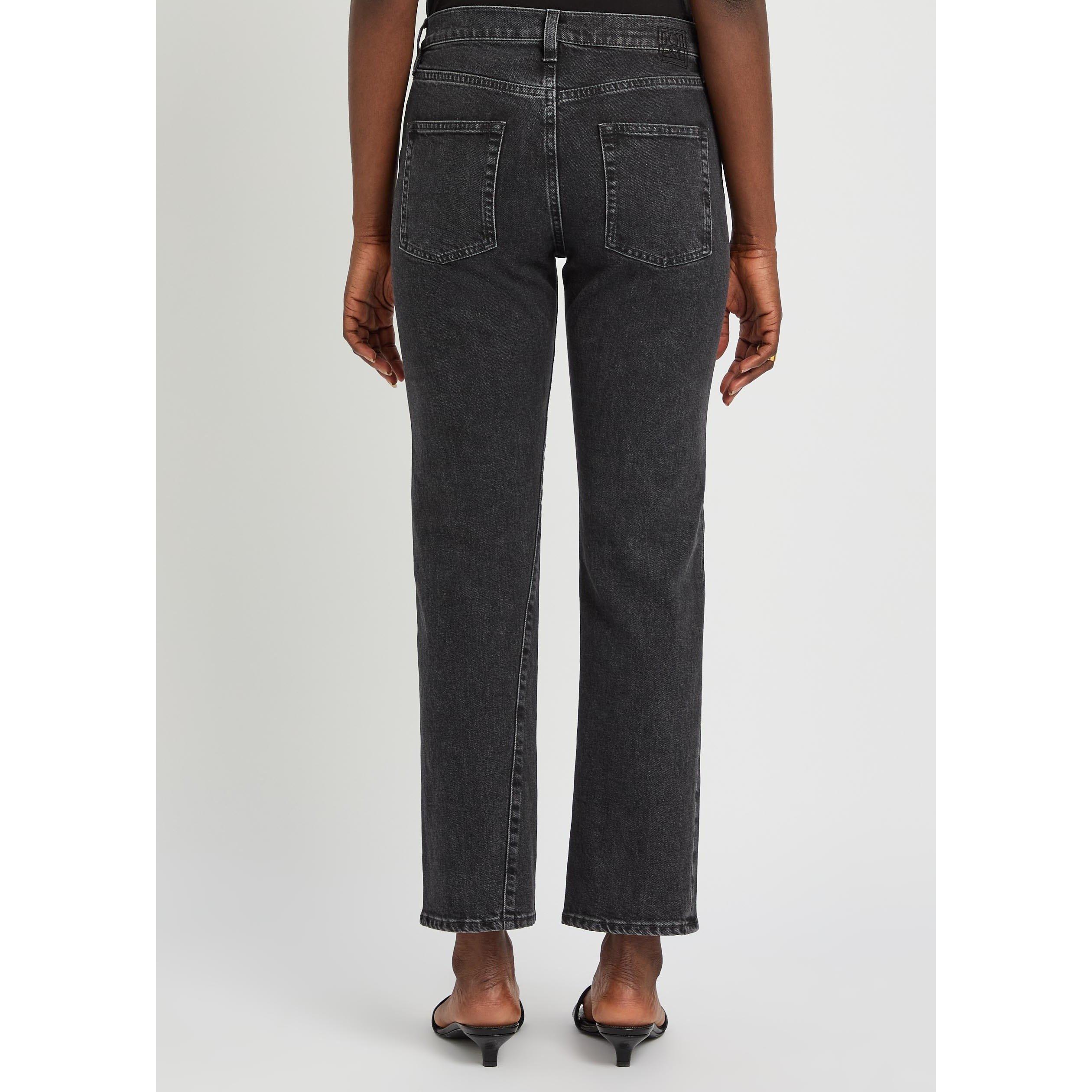 GREY - Toteme - Women's Twisted Seam Cotton Mid-Rise Straight Leg Jeans - 3