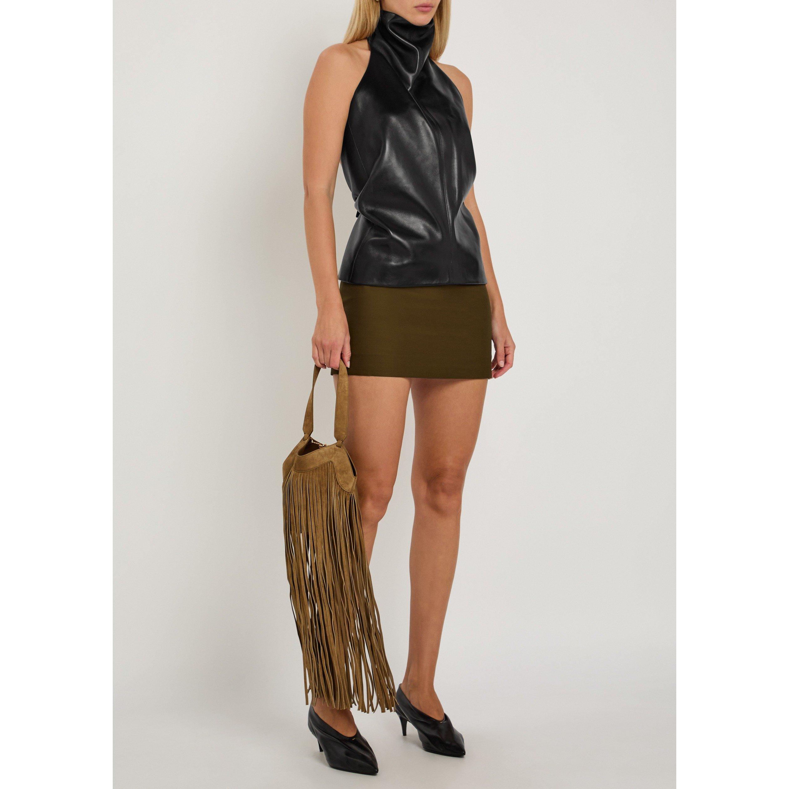 BLACK - Khaite - Women's Rone Leather Halterneck Top - 5