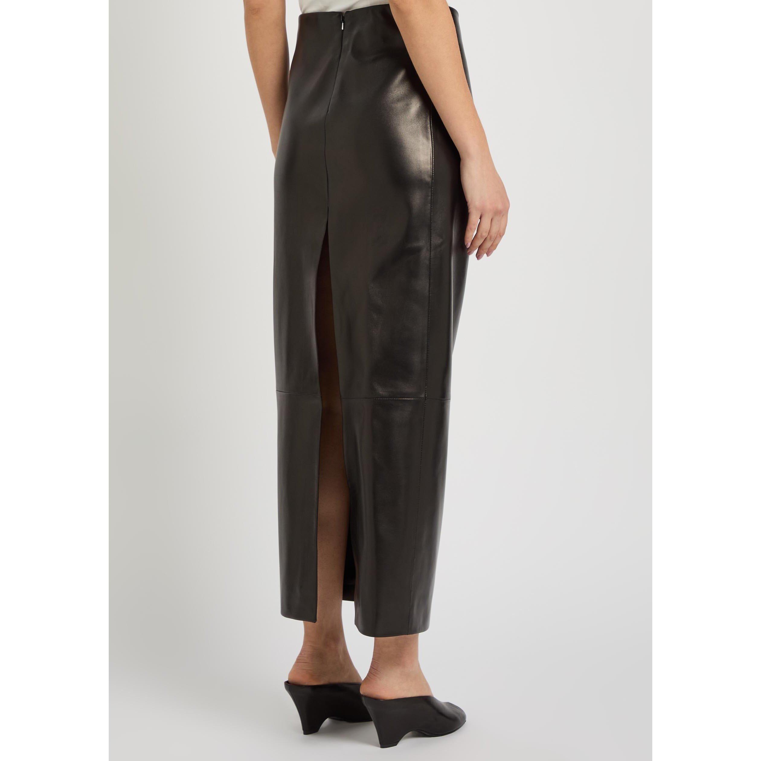 BLACK - Khaite - Women's Lyle Leather Pencil Skirt - 3