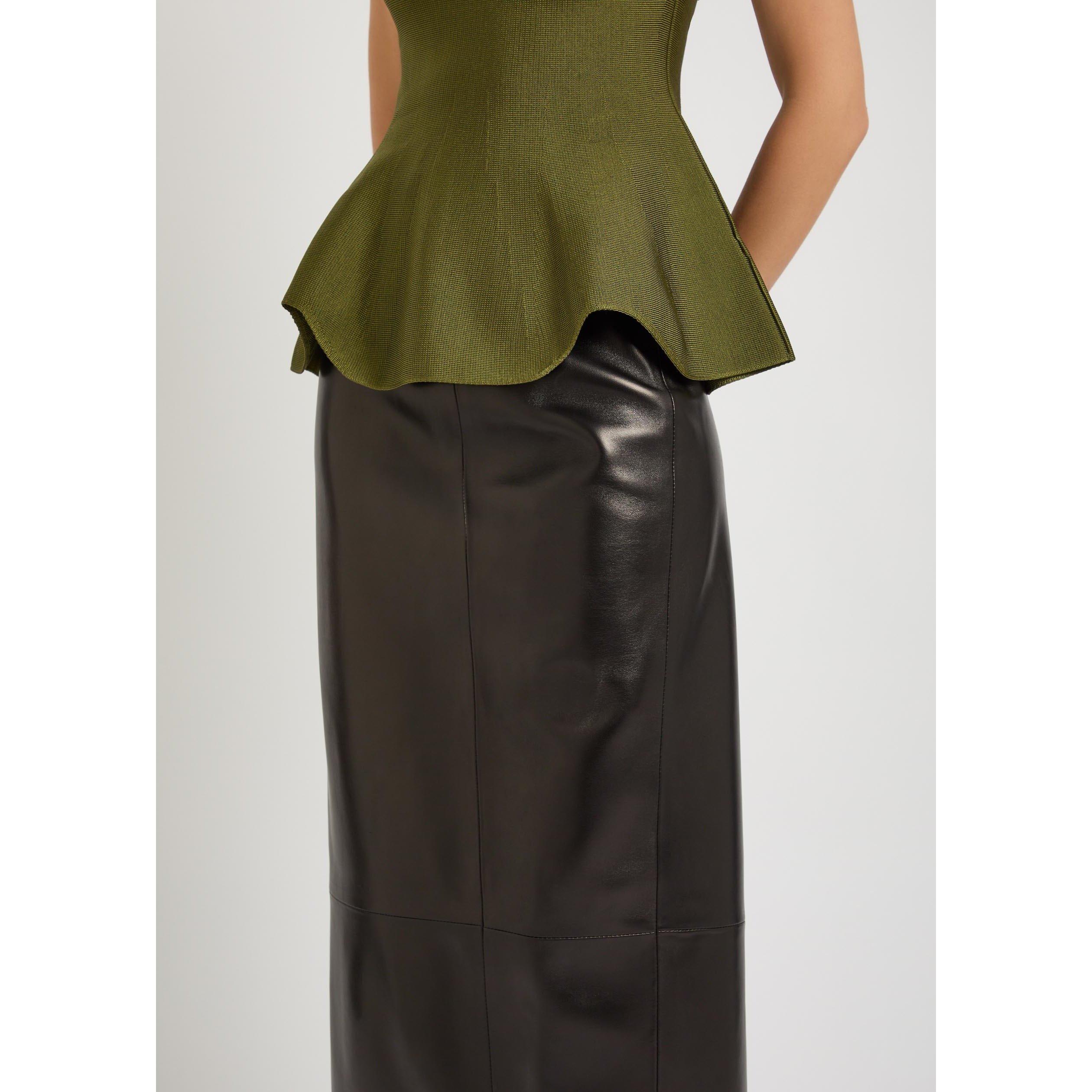 BLACK - Khaite - Women's Lyle Leather Pencil Skirt - 4
