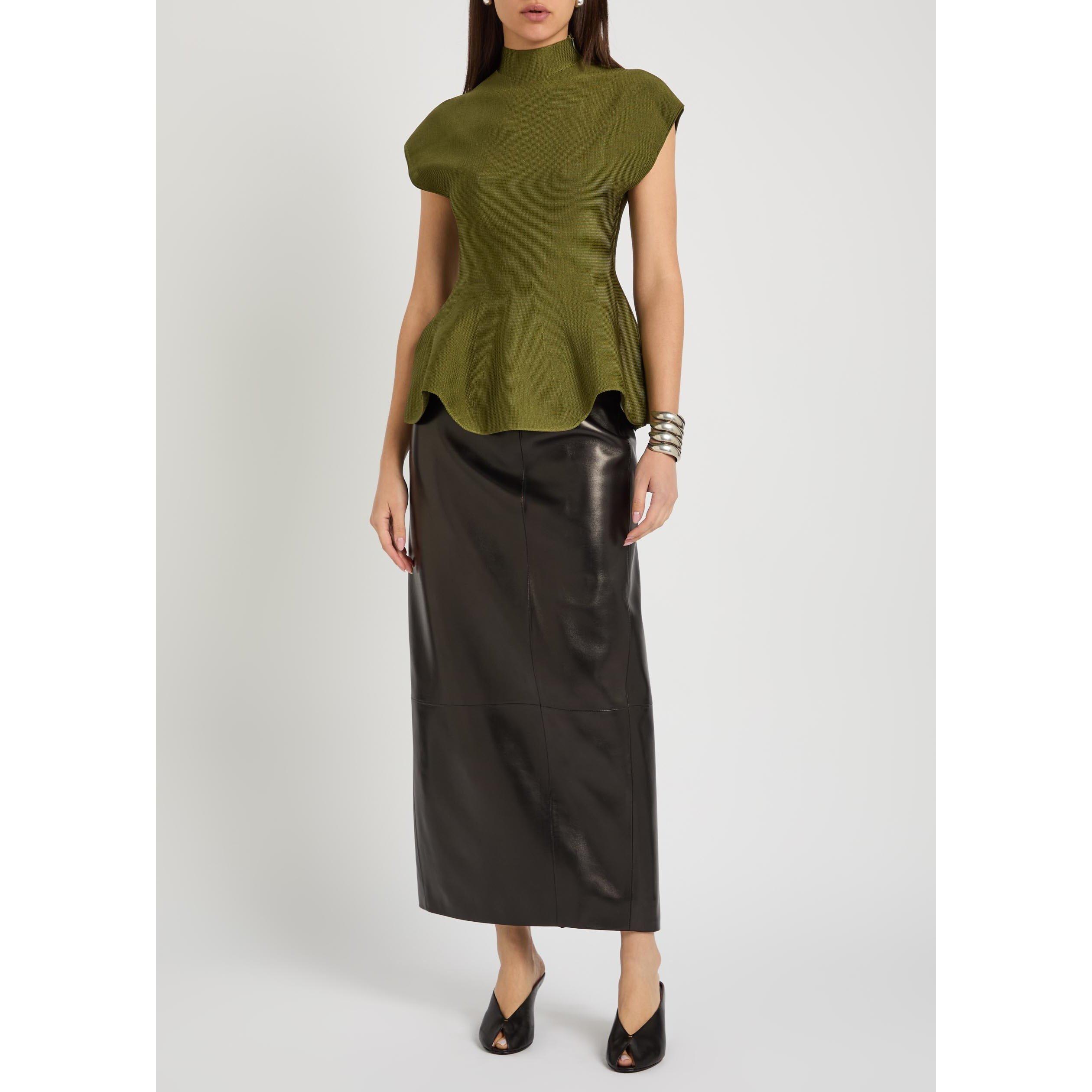 BLACK - Khaite - Women's Lyle Leather Pencil Skirt - 5