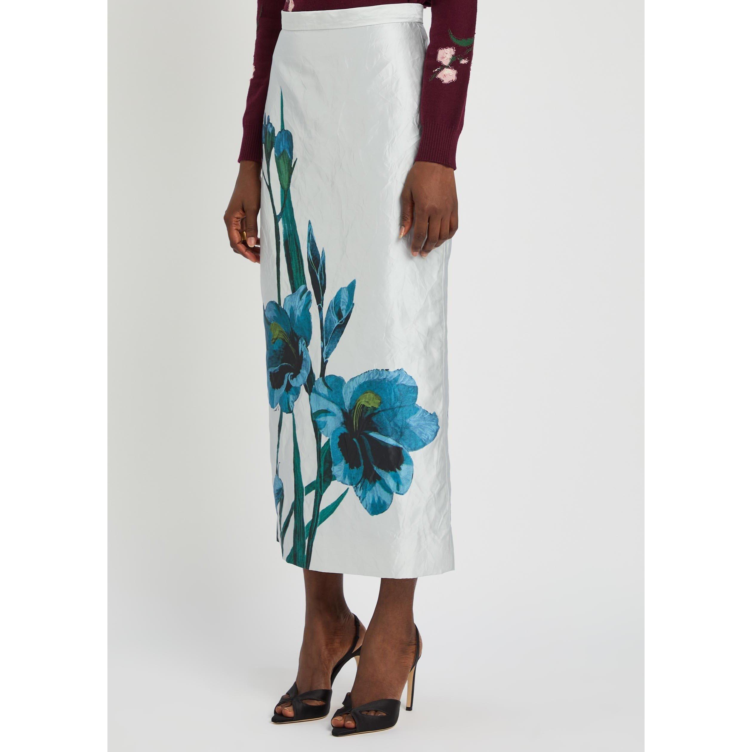 WHITE AND OTHER - Erdem - FLORAL TEXTURED SATIN MIDI PEN - 2