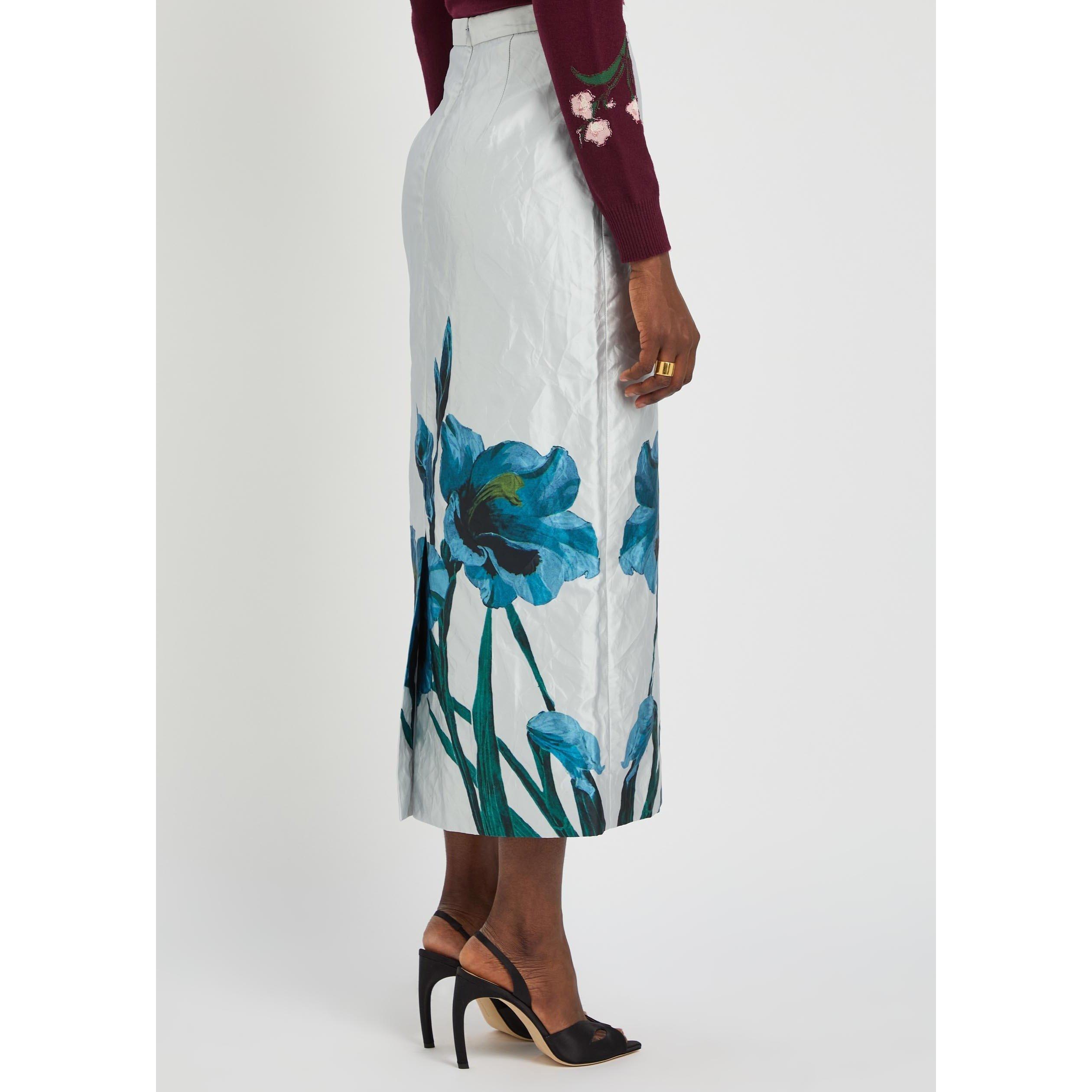 WHITE AND OTHER - Erdem - FLORAL TEXTURED SATIN MIDI PEN - 3