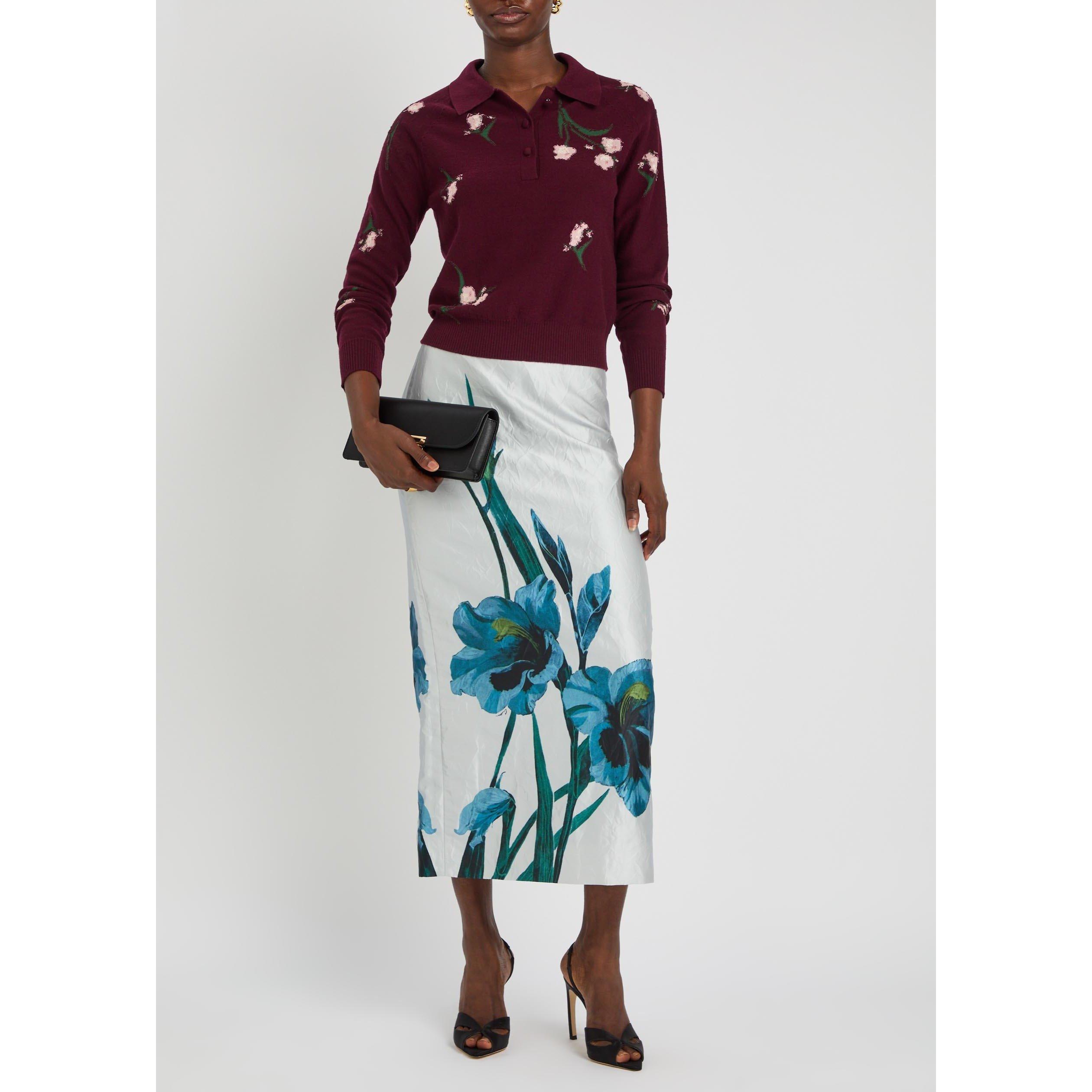 WHITE AND OTHER - Erdem - FLORAL TEXTURED SATIN MIDI PEN - 5