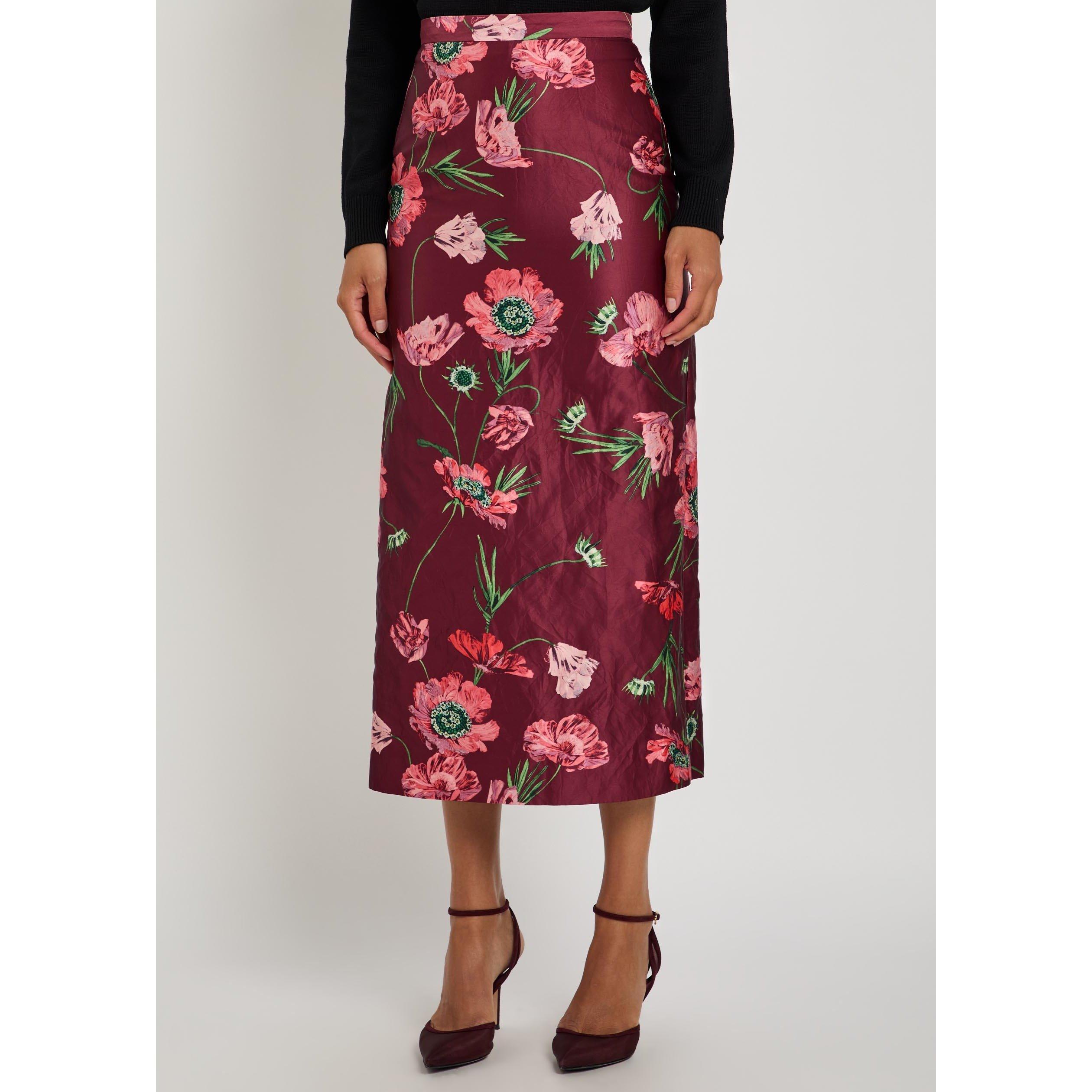 RED AND OTHER - Erdem - FLORAL TEXTURED SATIN MIDI PEN - 2