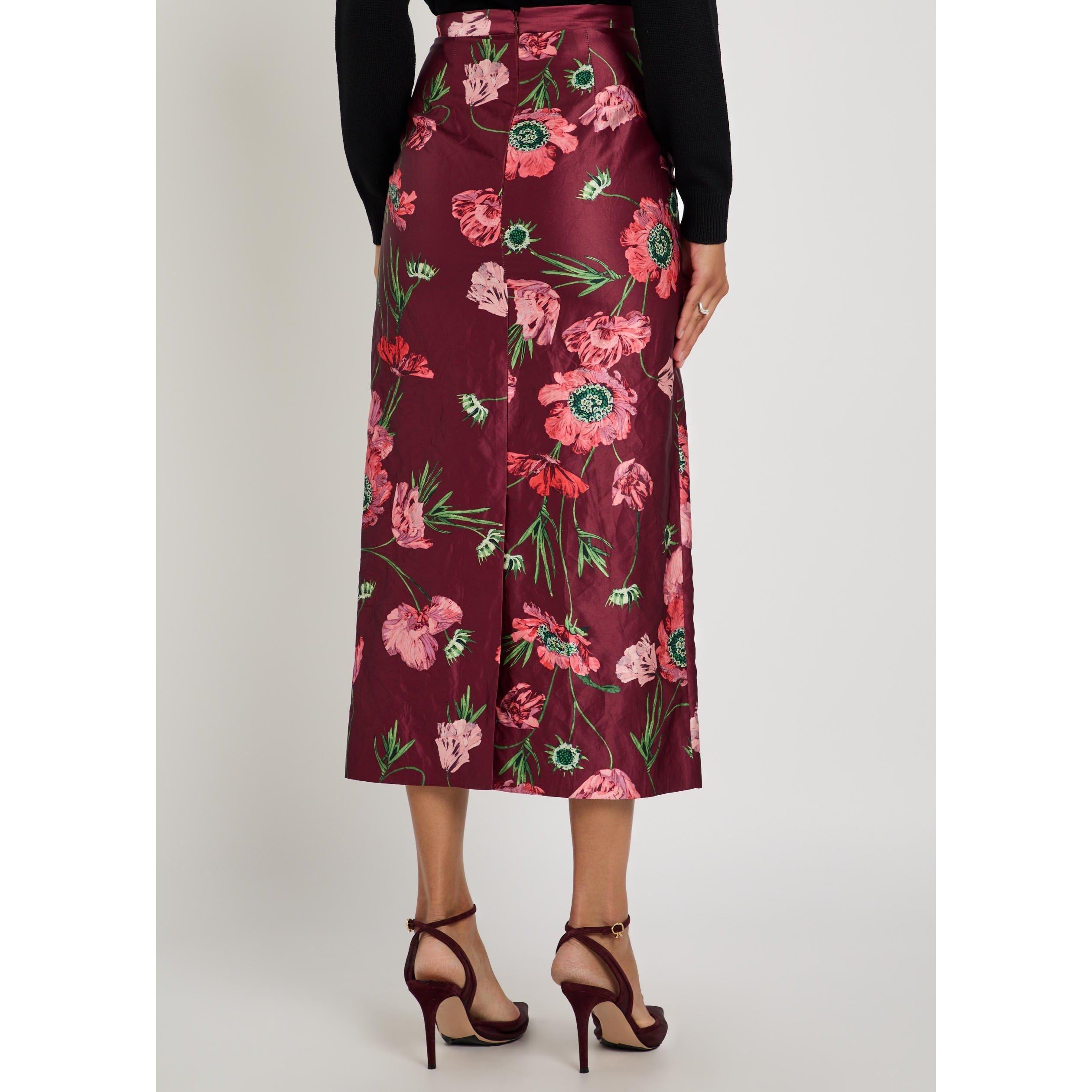 RED AND OTHER - Erdem - FLORAL TEXTURED SATIN MIDI PEN - 3