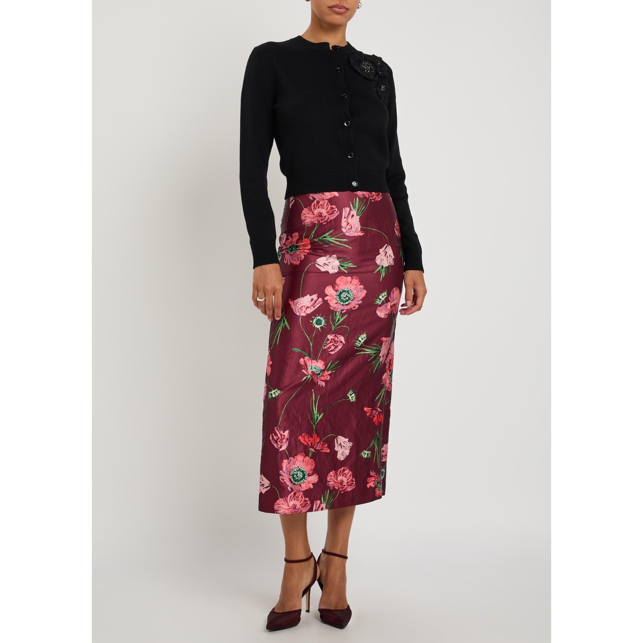 RED AND OTHER - Erdem - FLORAL TEXTURED SATIN MIDI PEN - 5