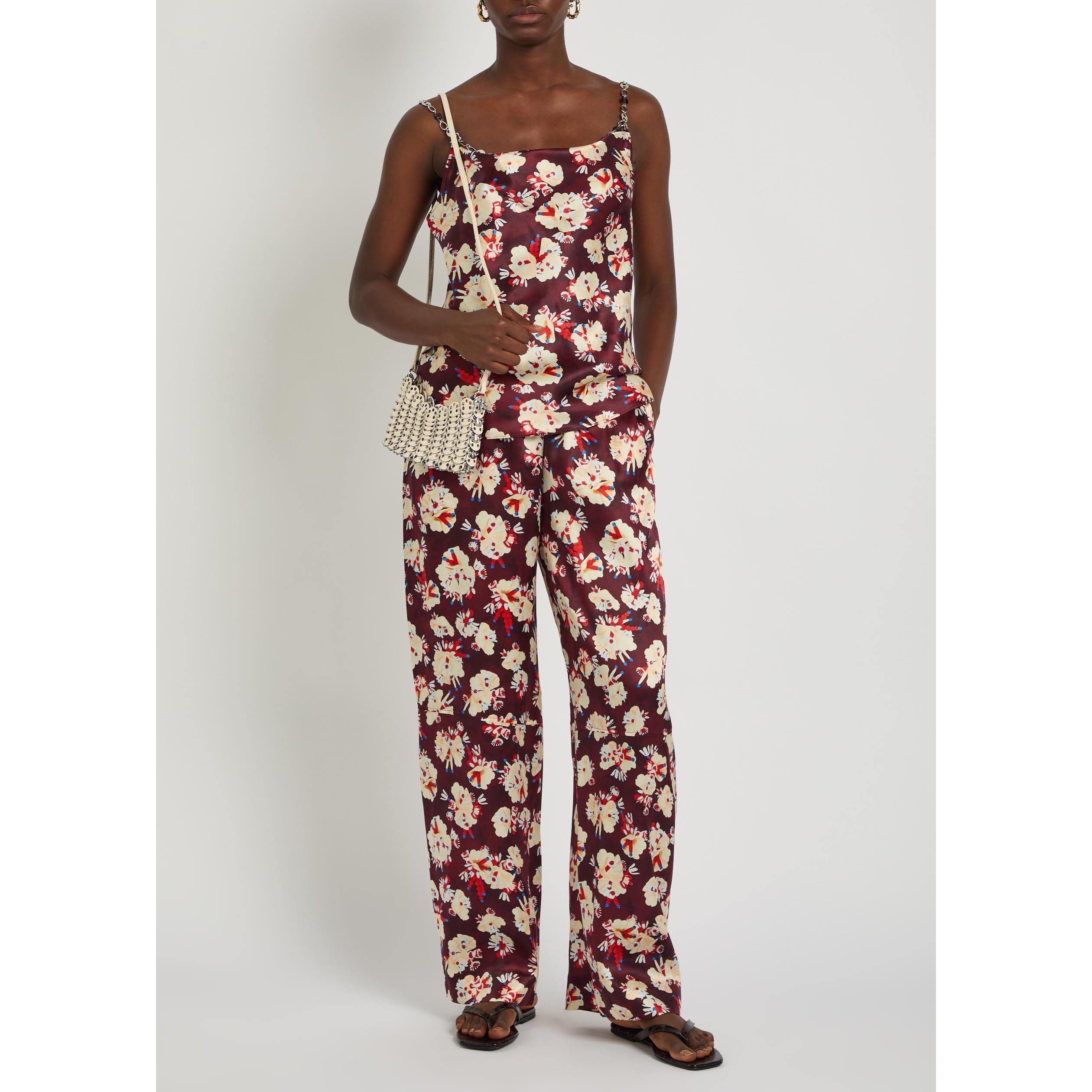 MULTICOLOURED - Rabanne - Women's Floral Cowl Neck Silk Cami Top - 5