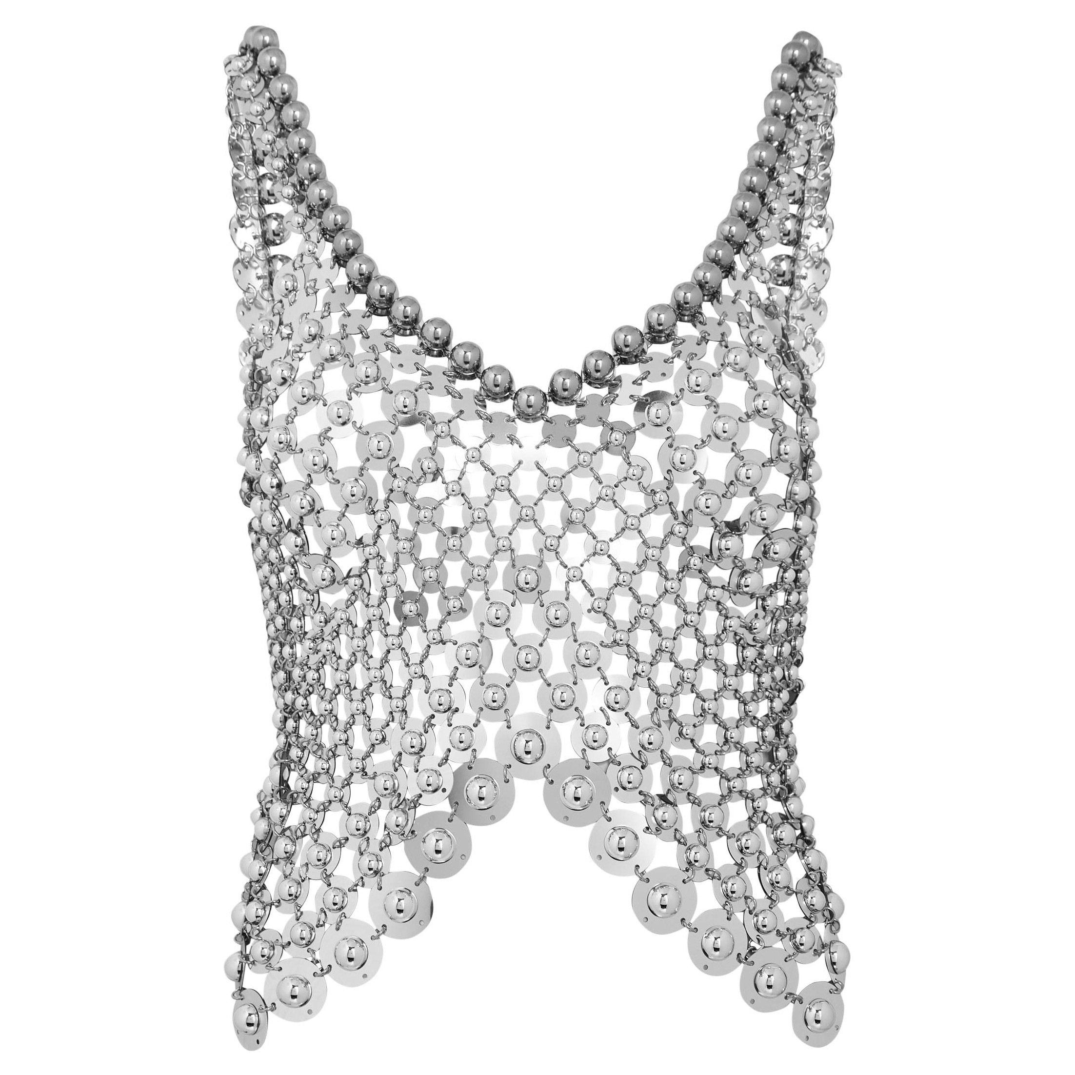 SILVER - Rabanne - Women's Cropped Slim-Fit Tank Top - 1