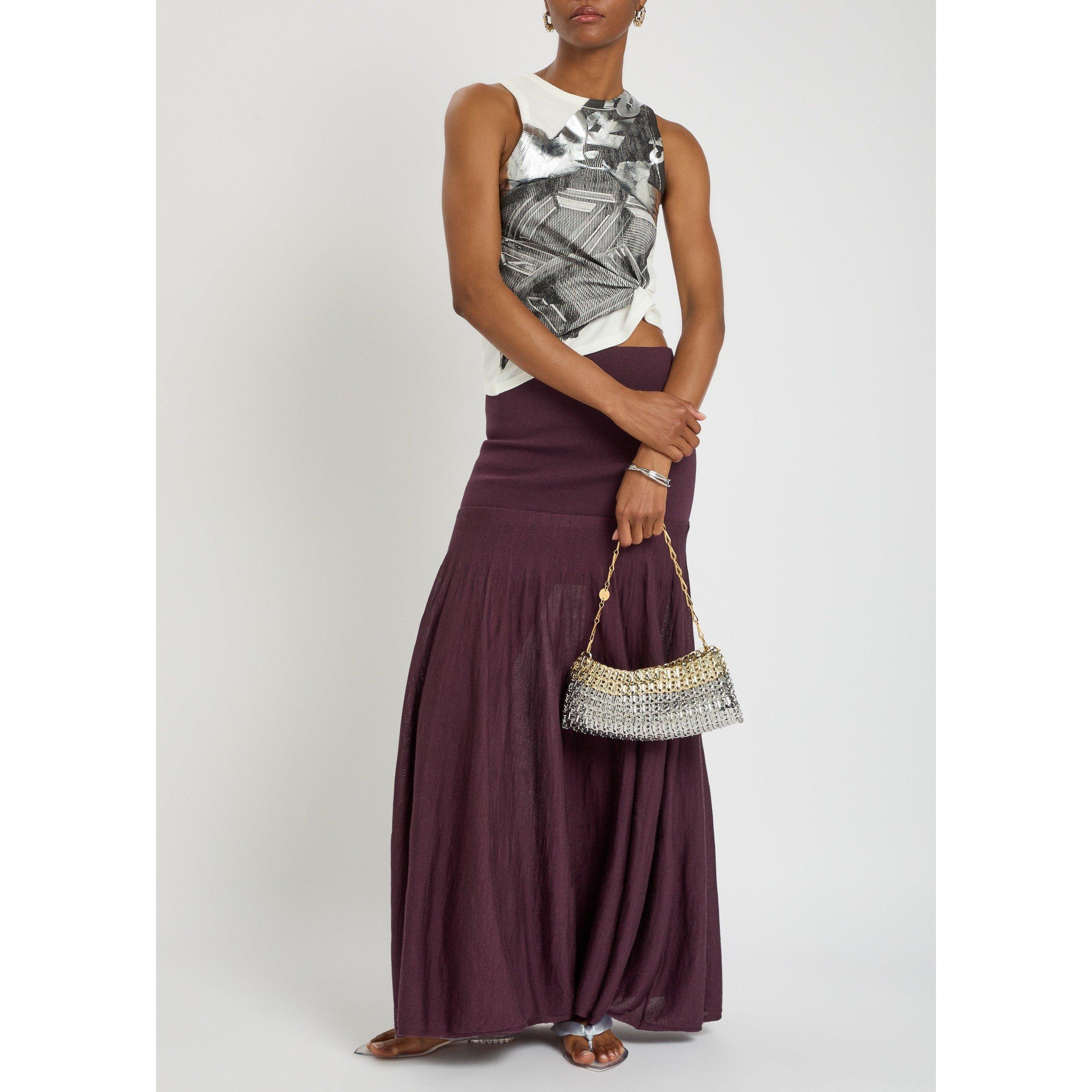 WHITE AND BLACK - Rabanne - Women's Cotton Ribbed Metallic Print Round-Neck Slim-Fit Tank Top - 5