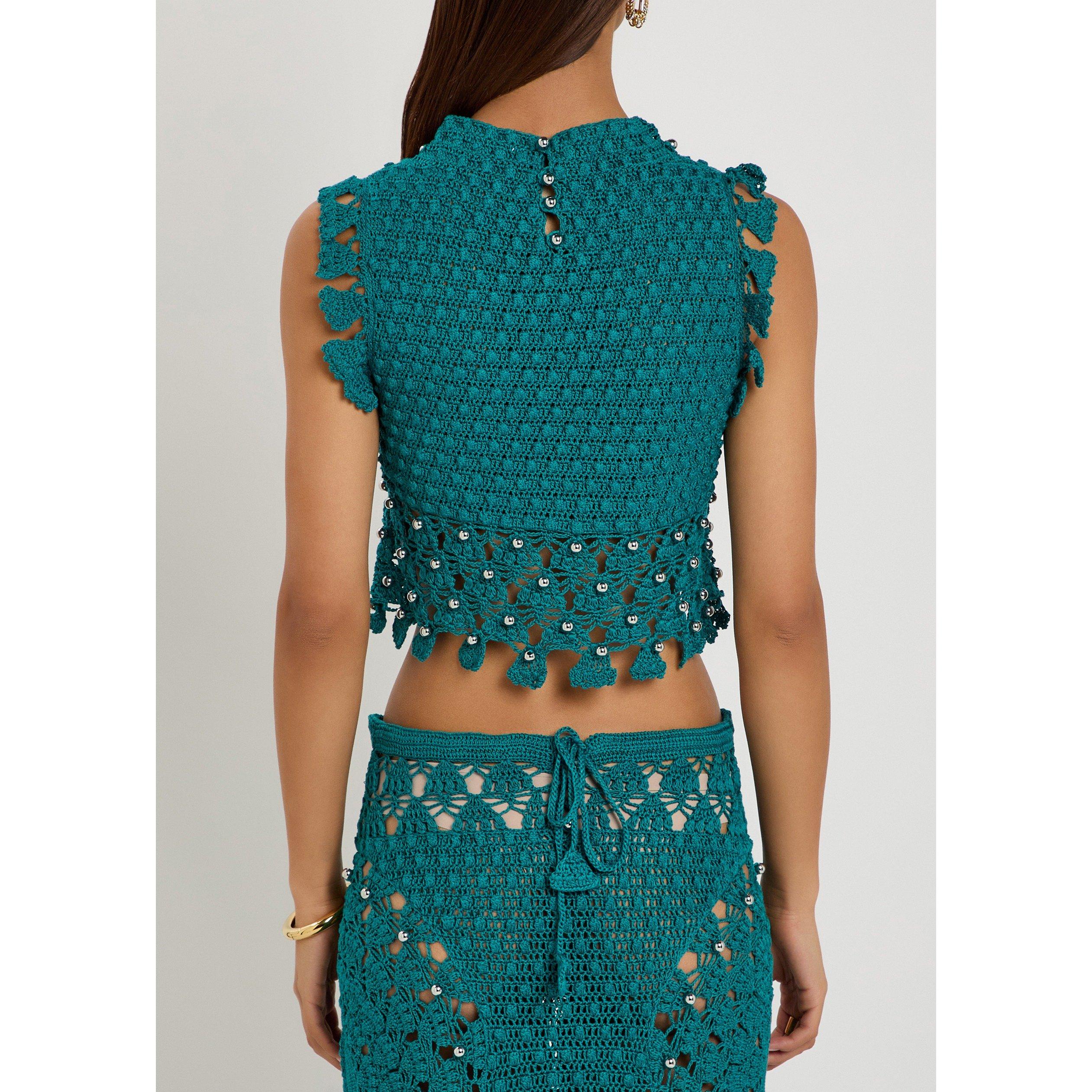 GREEN - Rabanne - Women's Cotton Slim-Fit Cropped T-Shirt - 3
