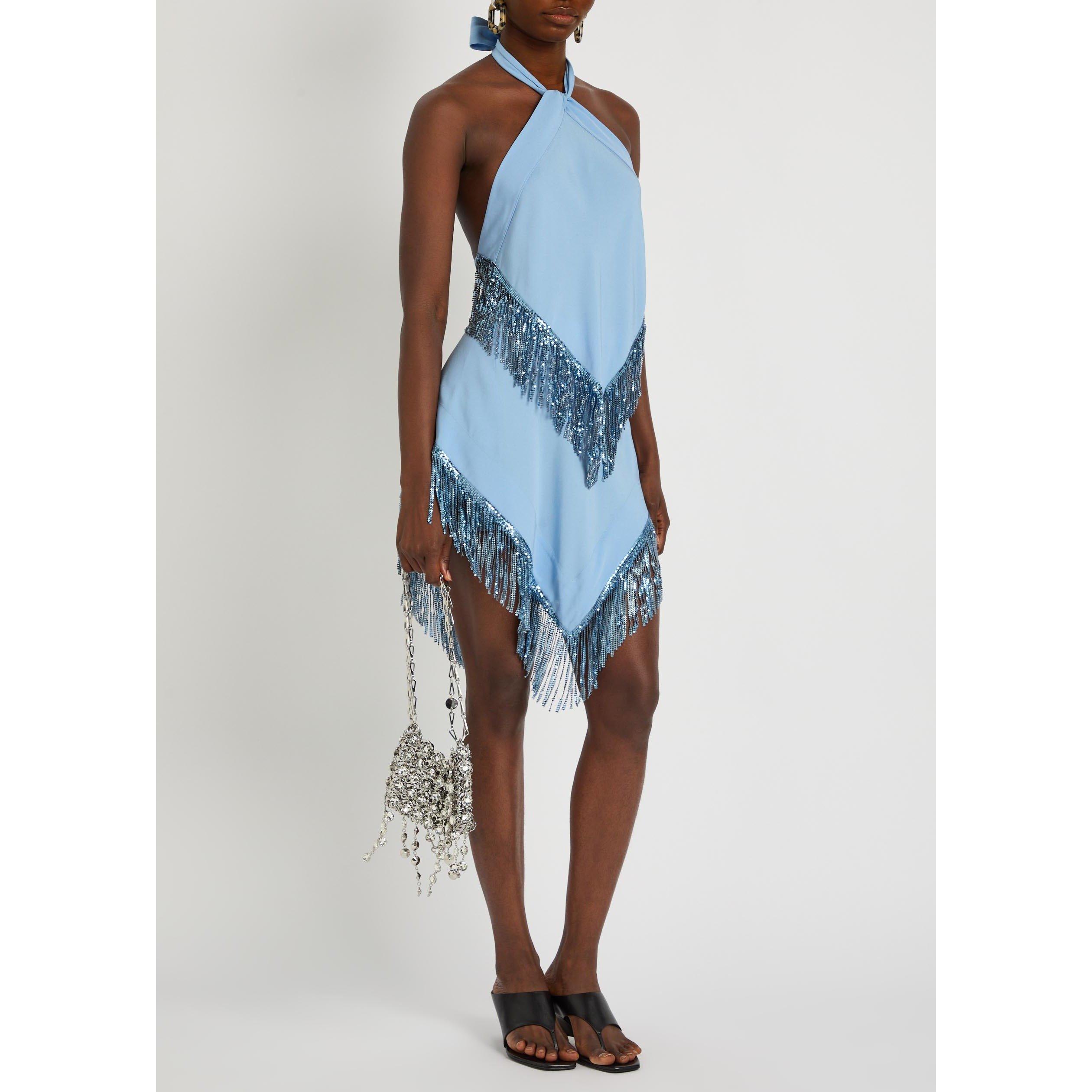 BLUE - Rabanne - Women's Halter-Neck Oversized-Fit Woven Cami Top - 5