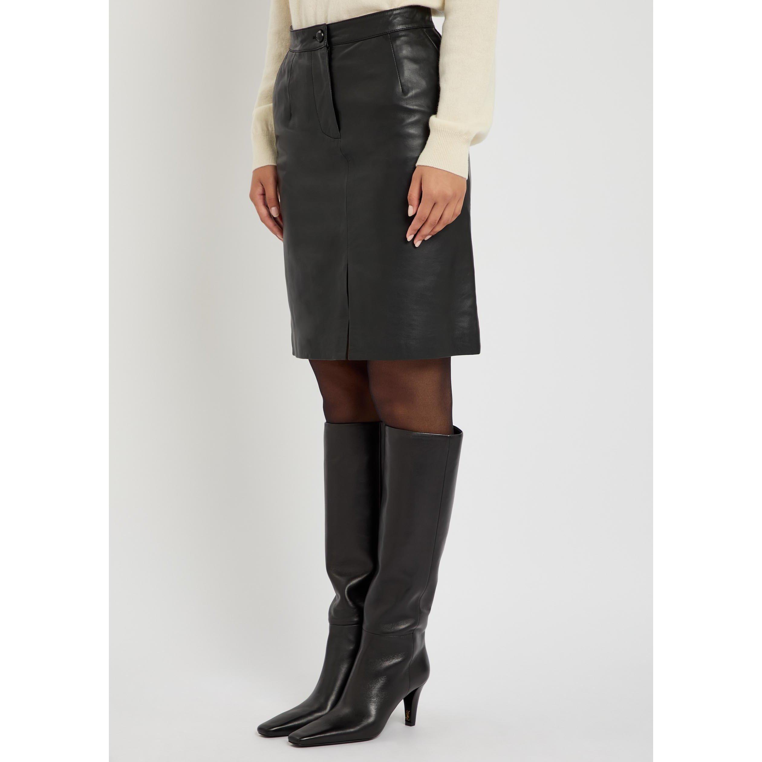 BLACK - Blaze Milano - Women's Popeye Leather Slim-Fit Pencil Skirt - 2