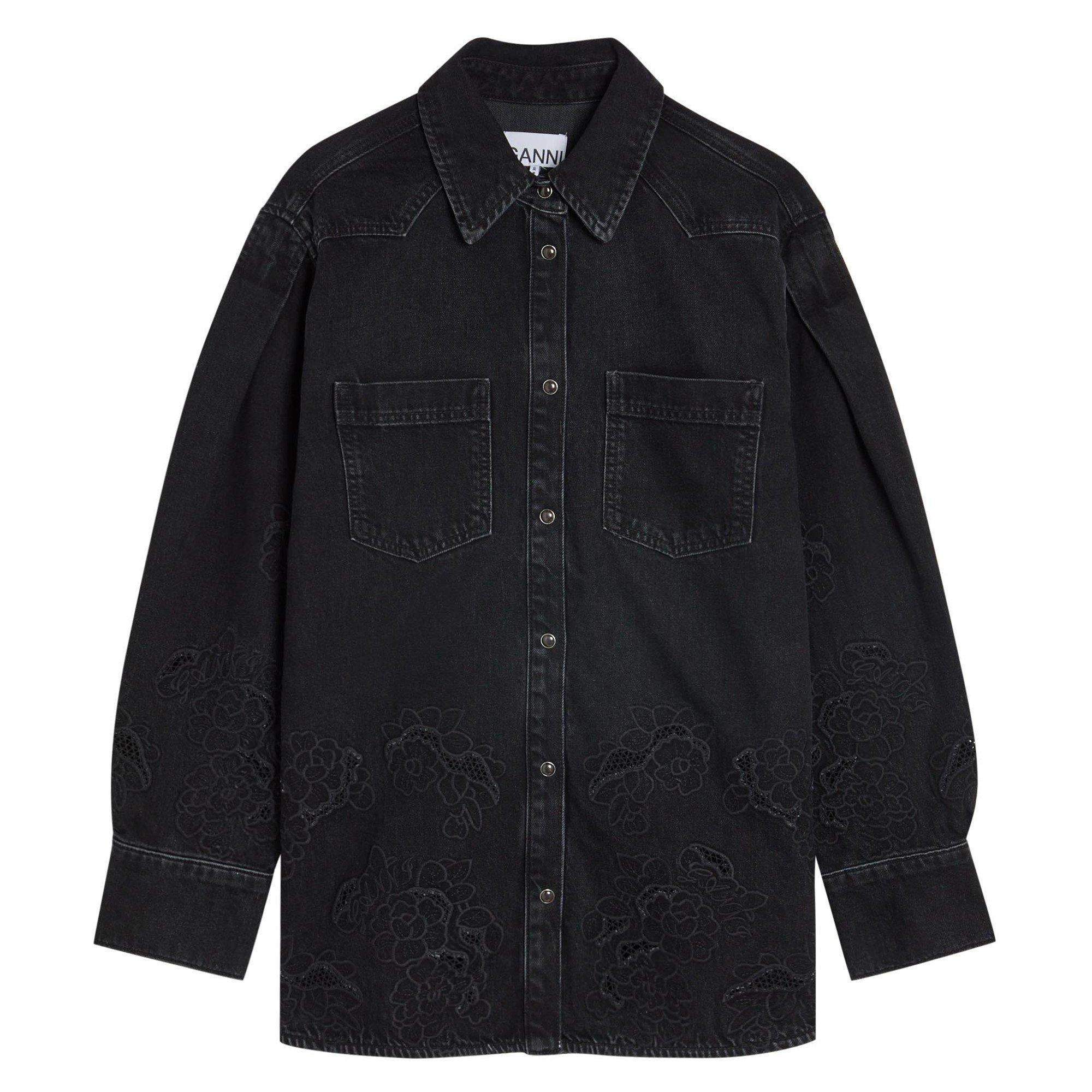 BLACK - Ganni - S/B Denim Loose Shirt