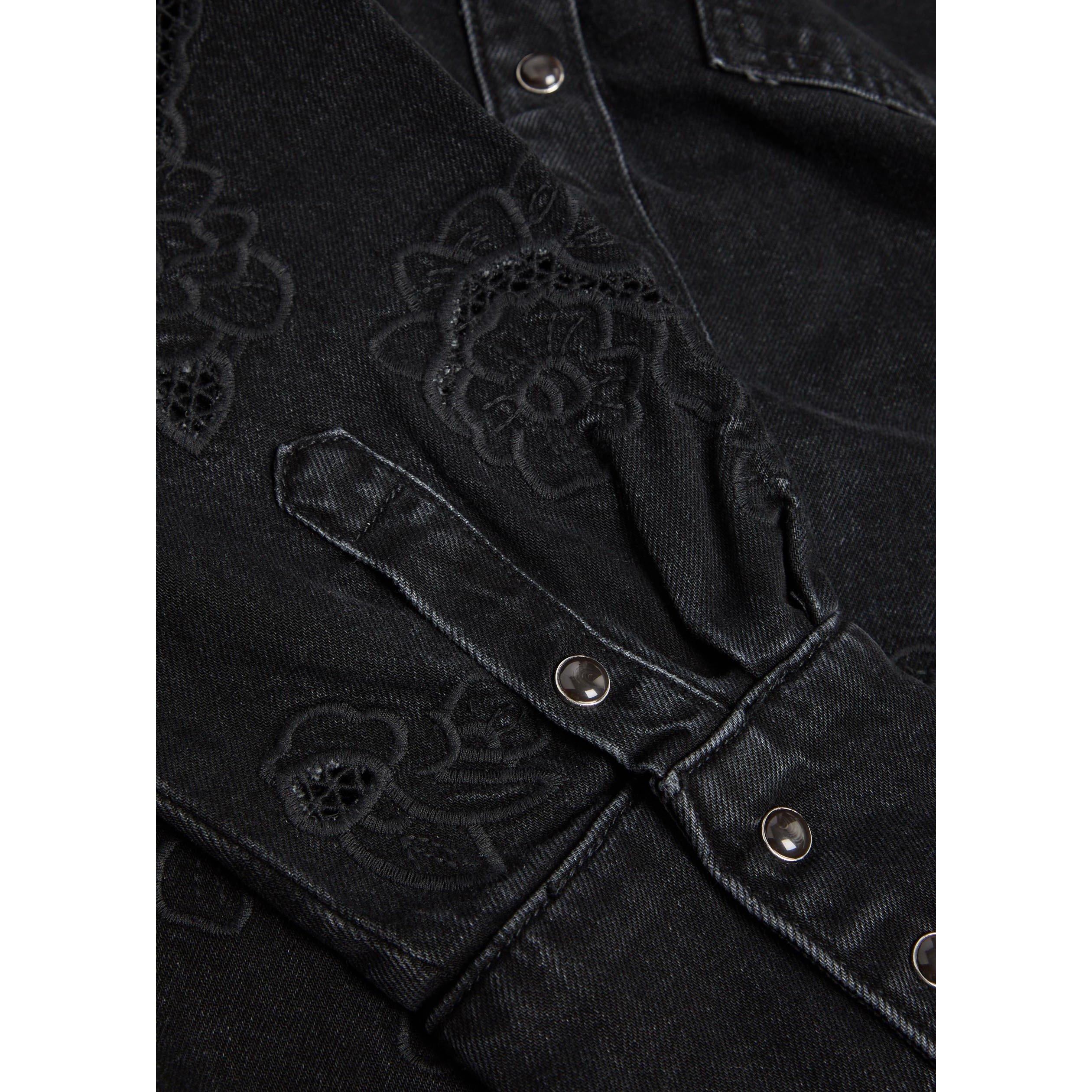 BLACK - Ganni - Women's Long-Sleeve Denim Shirt - 4