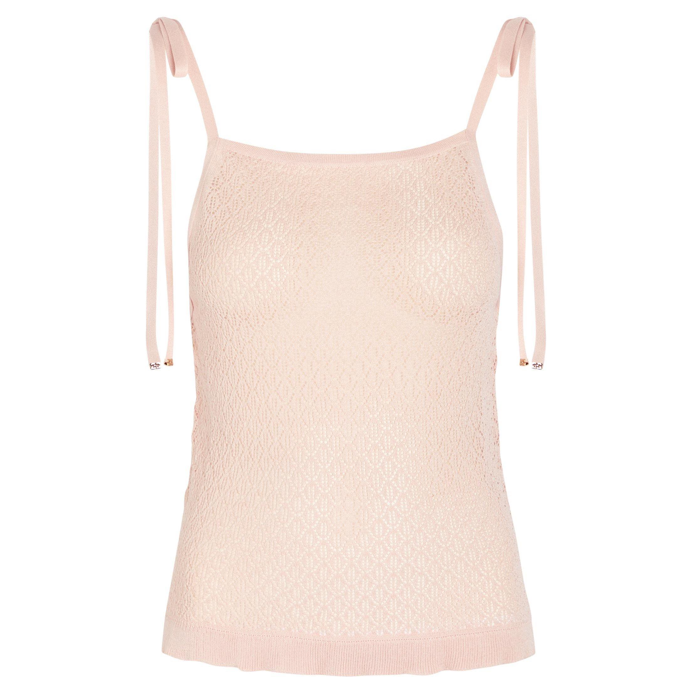 LIGHT PINK - Ganni - T Shiny Viscose Pointelle Top