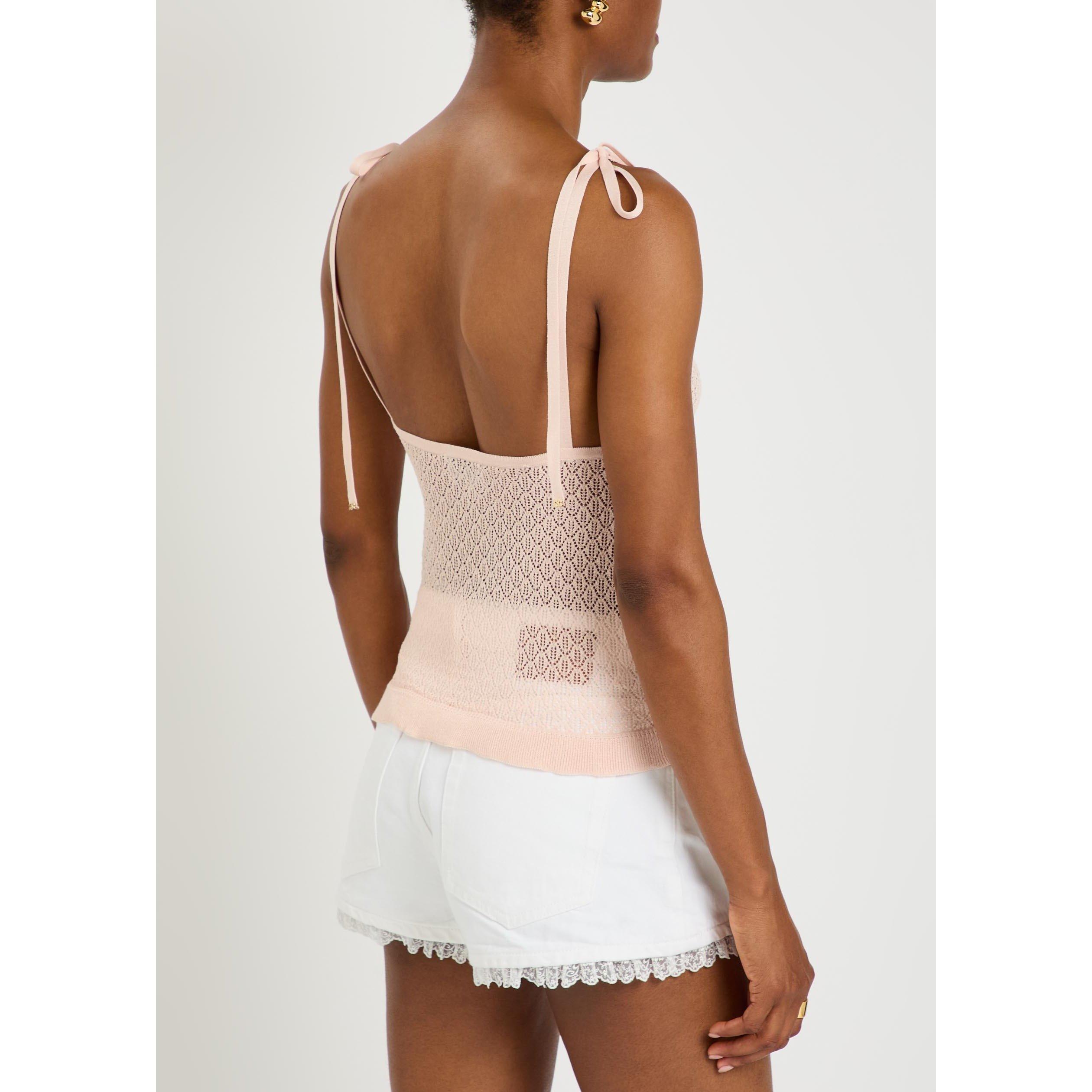LIGHT PINK - Ganni - T Shiny Viscose Pointelle Top - 3