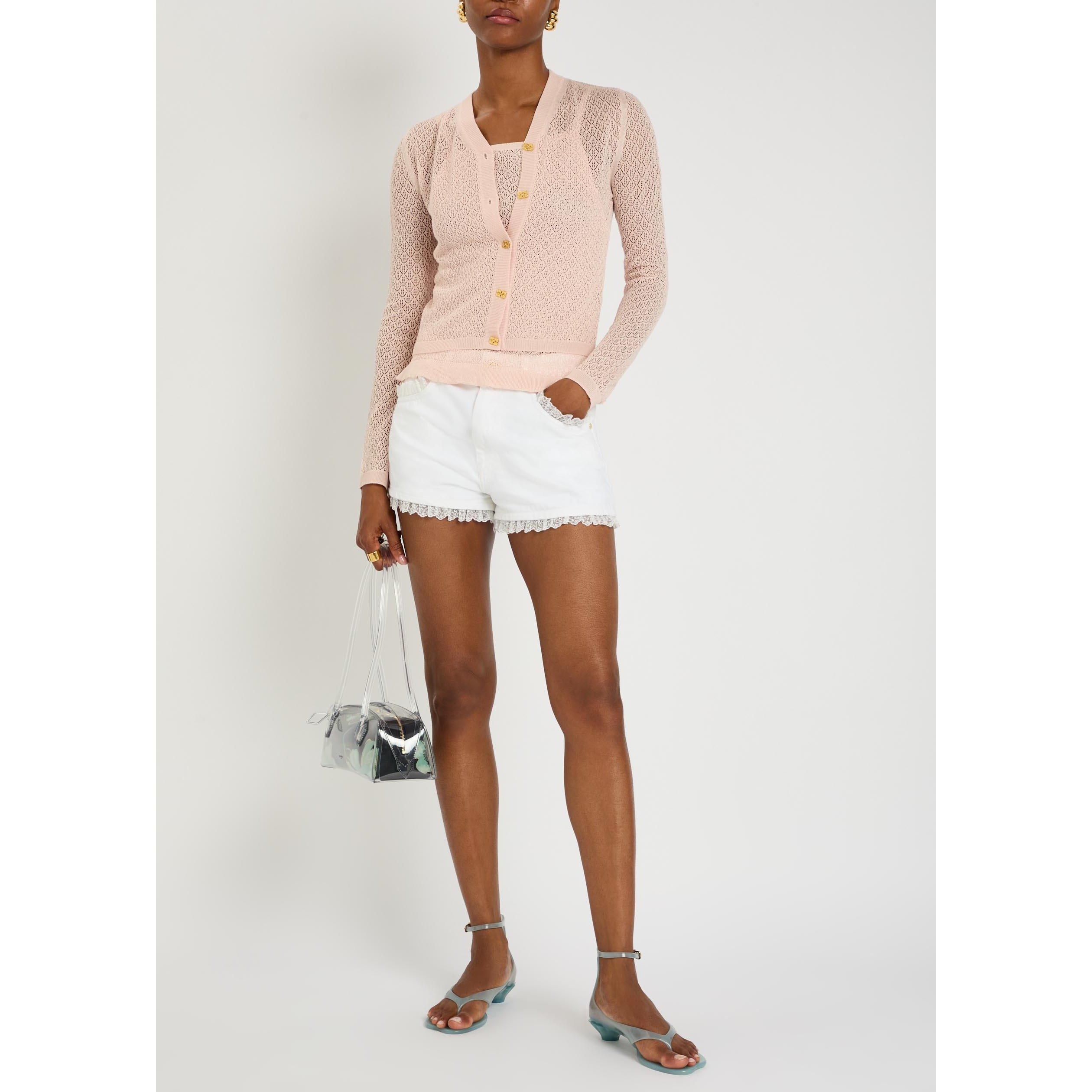 LIGHT PINK - Ganni - T Shiny Viscose Pointelle Top - 5