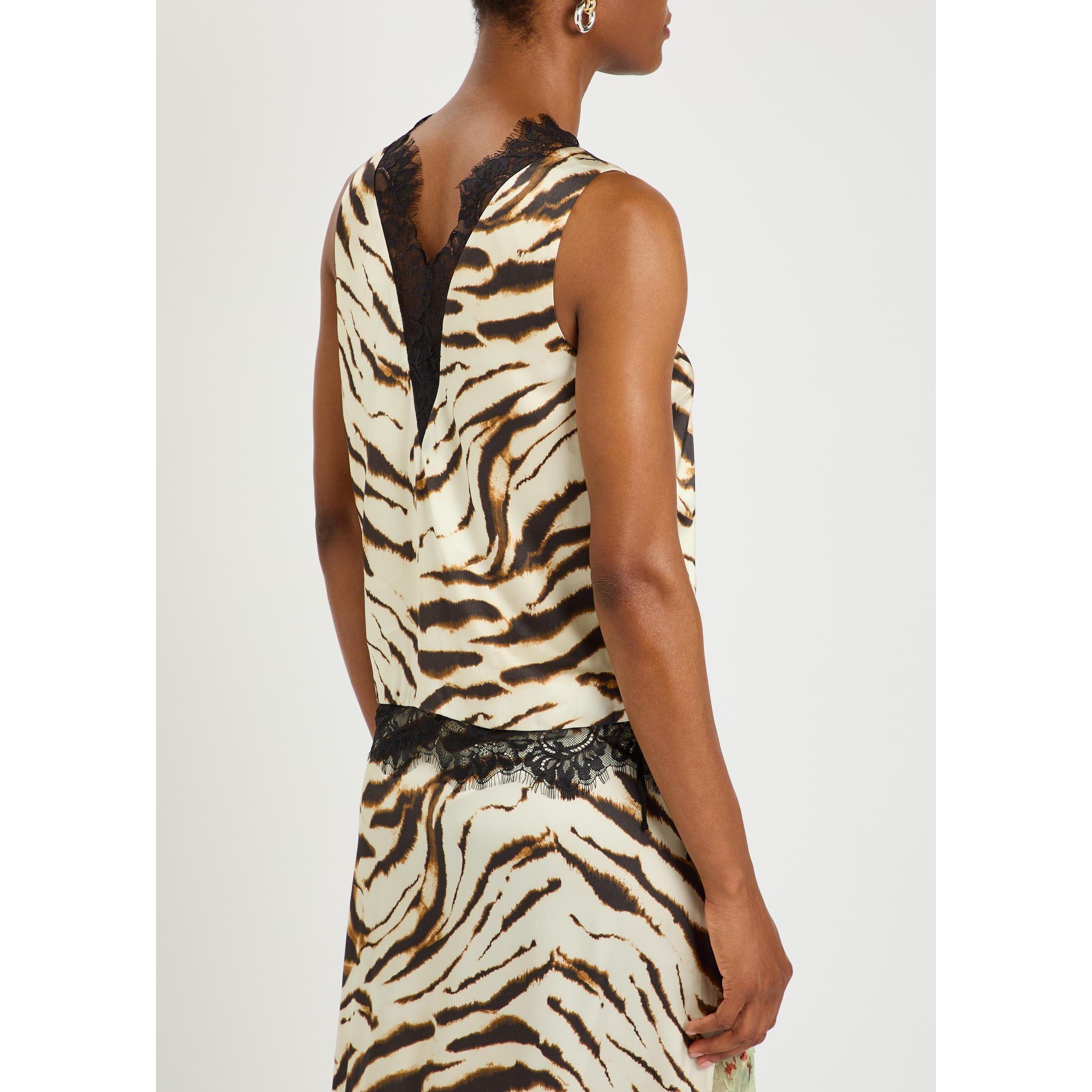 WHITE AND OTHER - Ganni - T Printed Satin V-neck Top - 3