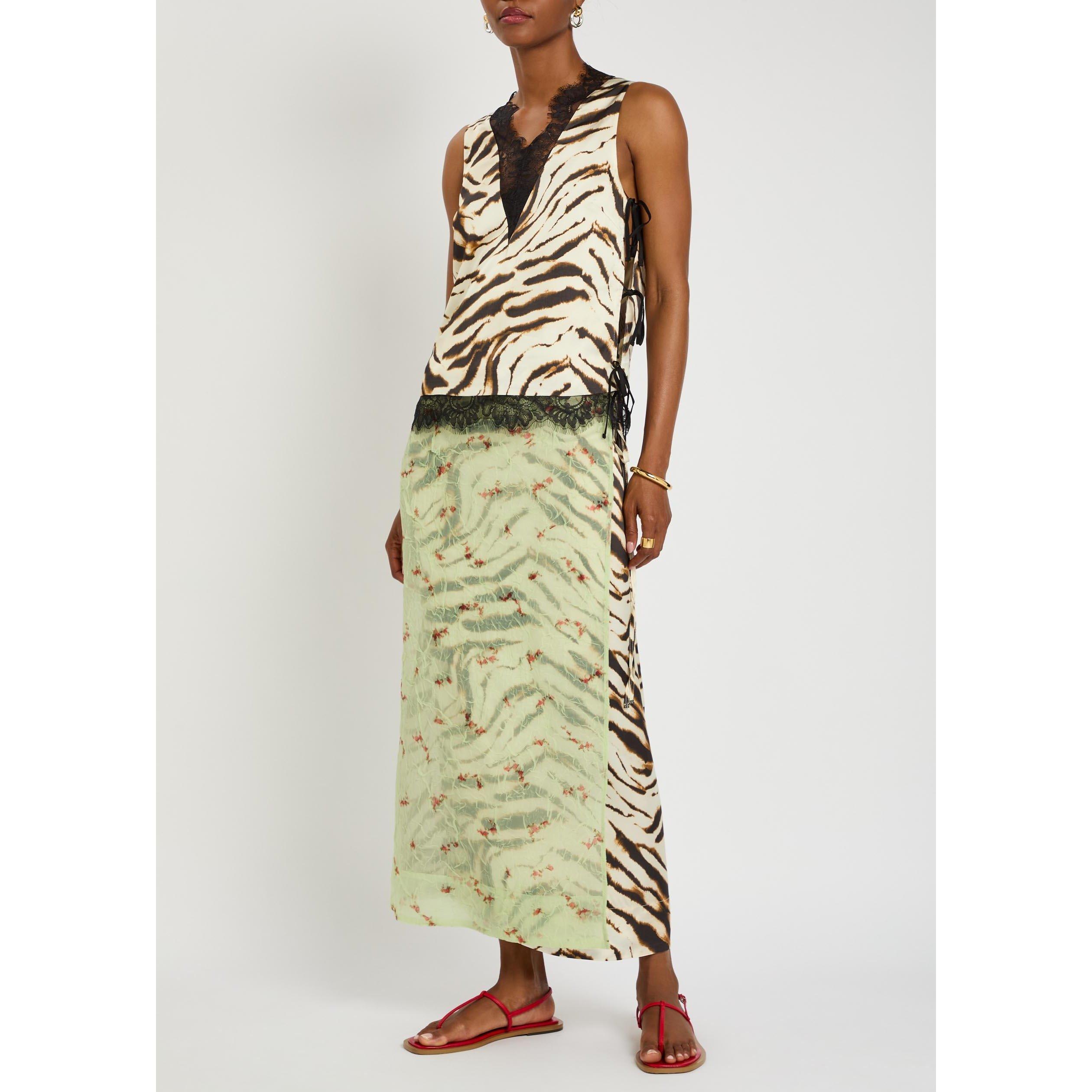 WHITE AND OTHER - Ganni - T Printed Satin V-neck Top - 5