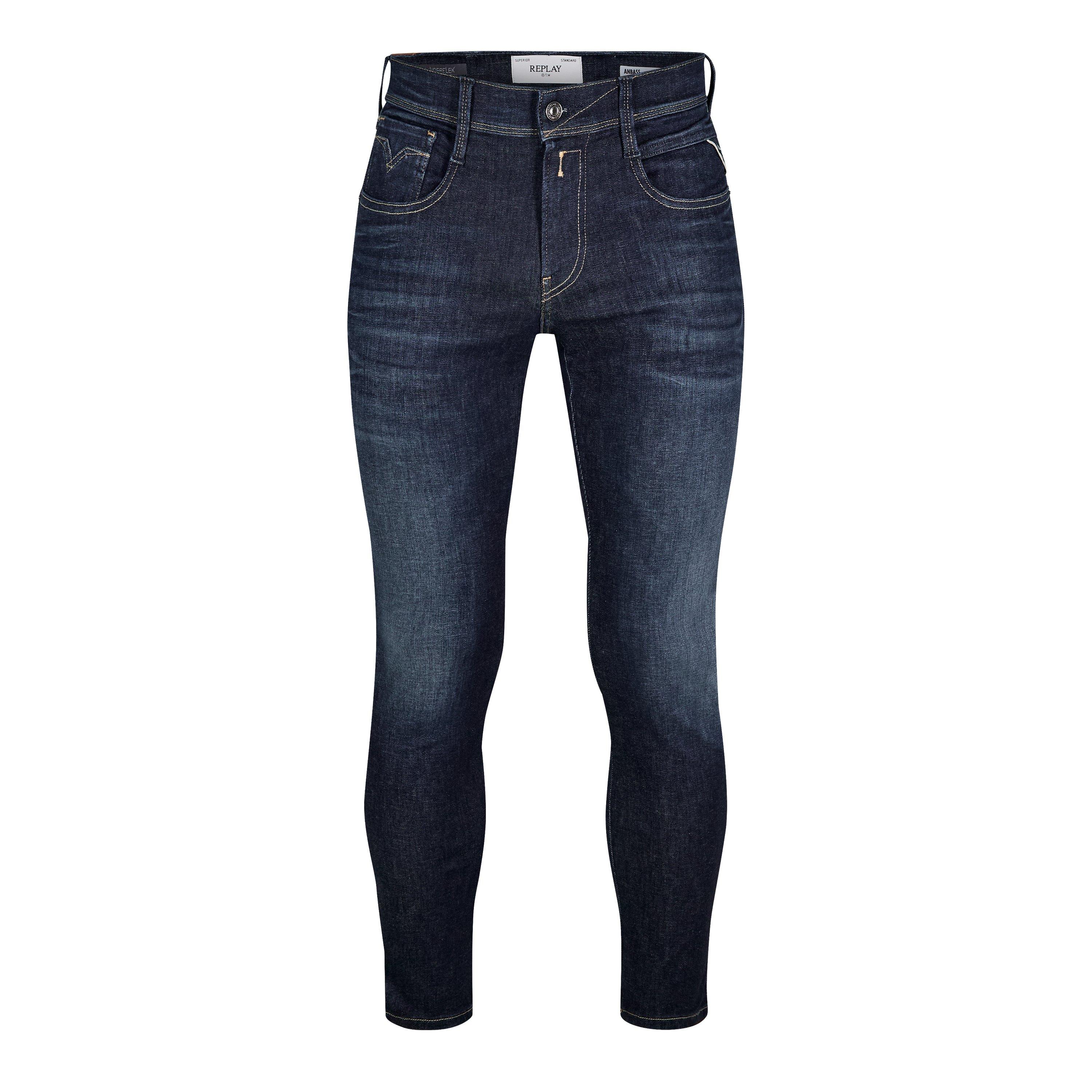 Replay Men's Hyperflex Anbass Slim Jeans - 007 Mid Blue - 30W S